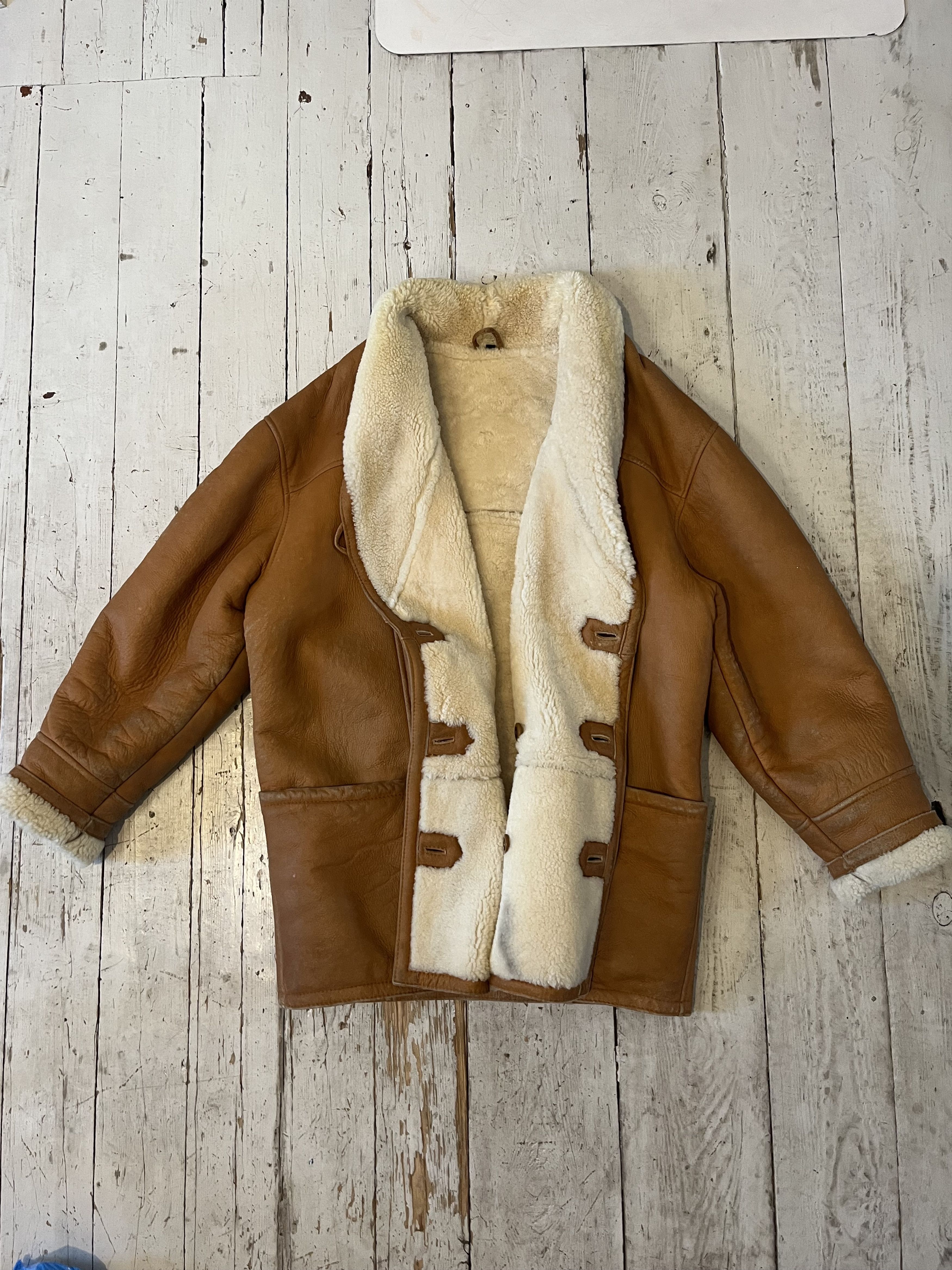 Other Vintage 80s Real Leather Wool Military Heavy Coat Size US L / EU 52-54 / 3 - 4 Thumbnail