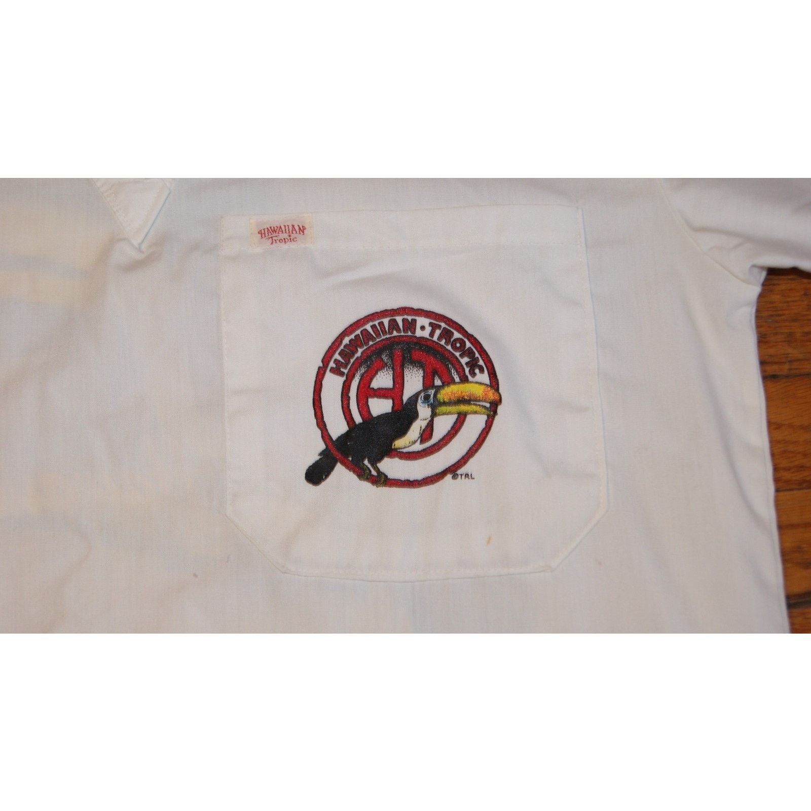 Vintage VTG Hawaiian Tropic VNeck XL Shirt Toucan Palm Pocket 1985 Size US XL / EU 56 / 4 - 7 Thumbnail
