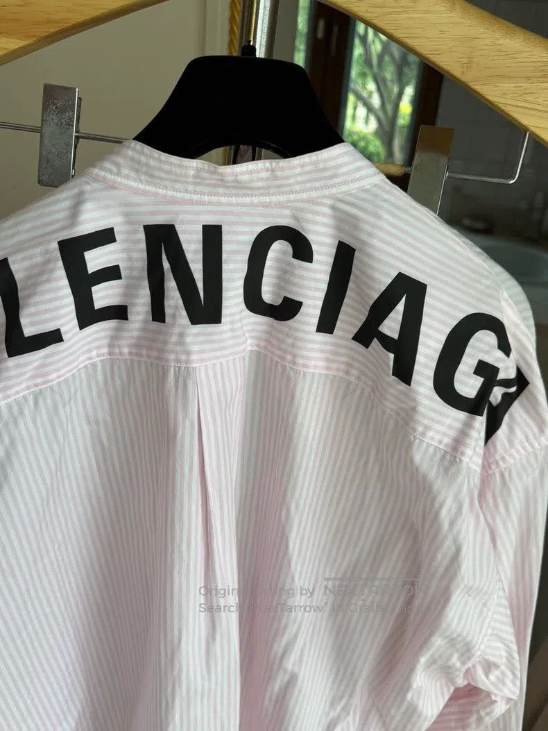 Balenciaga Balenciaga Pink back logo striped shirt Size 4XL / US 24-26 - 3 Thumbnail