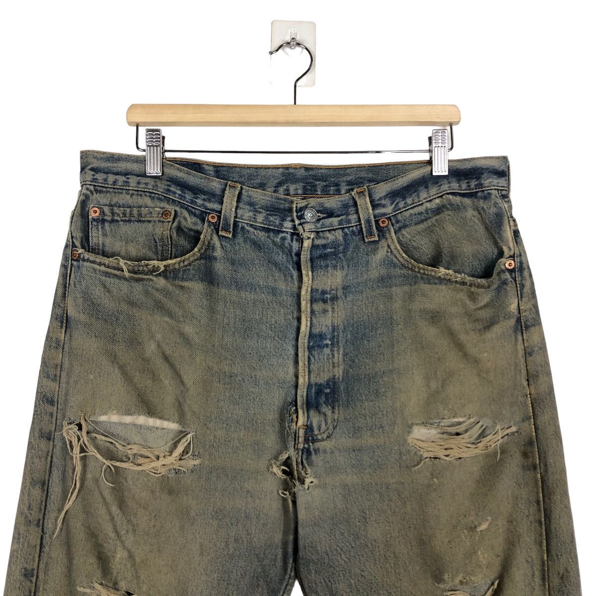Levi's Vintage Clothing 🔥80’s Vintage Selvedges Distressed Denim Jeans Levi’s 501 Size US 36 / EU 52 - 3 Thumbnail