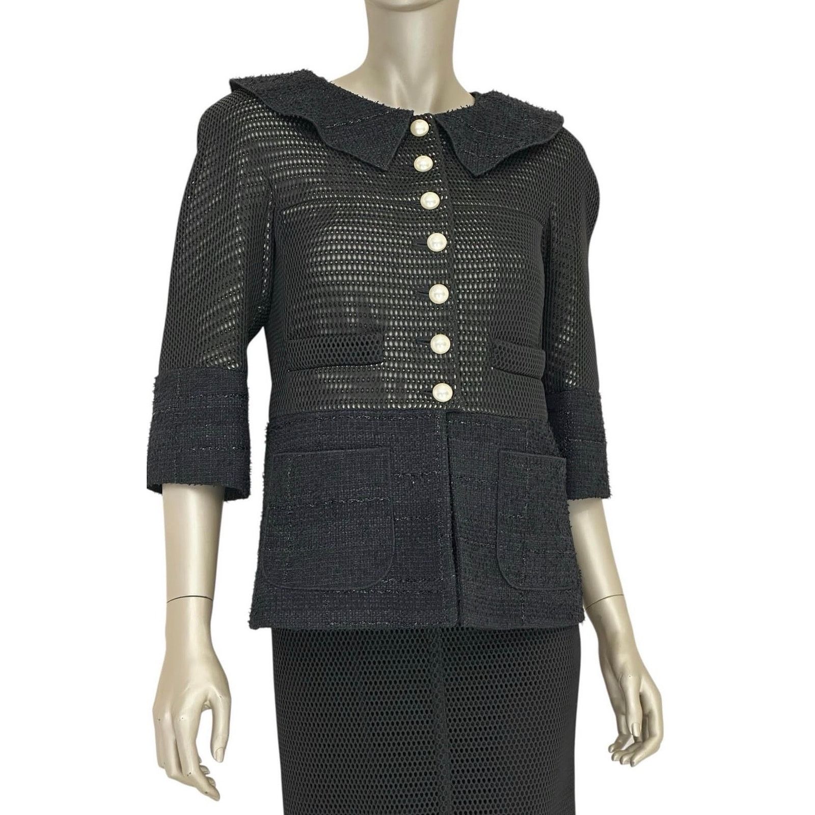 Chanel Elegant Chanel Black Tweed Skirt Suit - Sz 38/40 Size S / US 4 / IT 40 - 2 Thumbnail