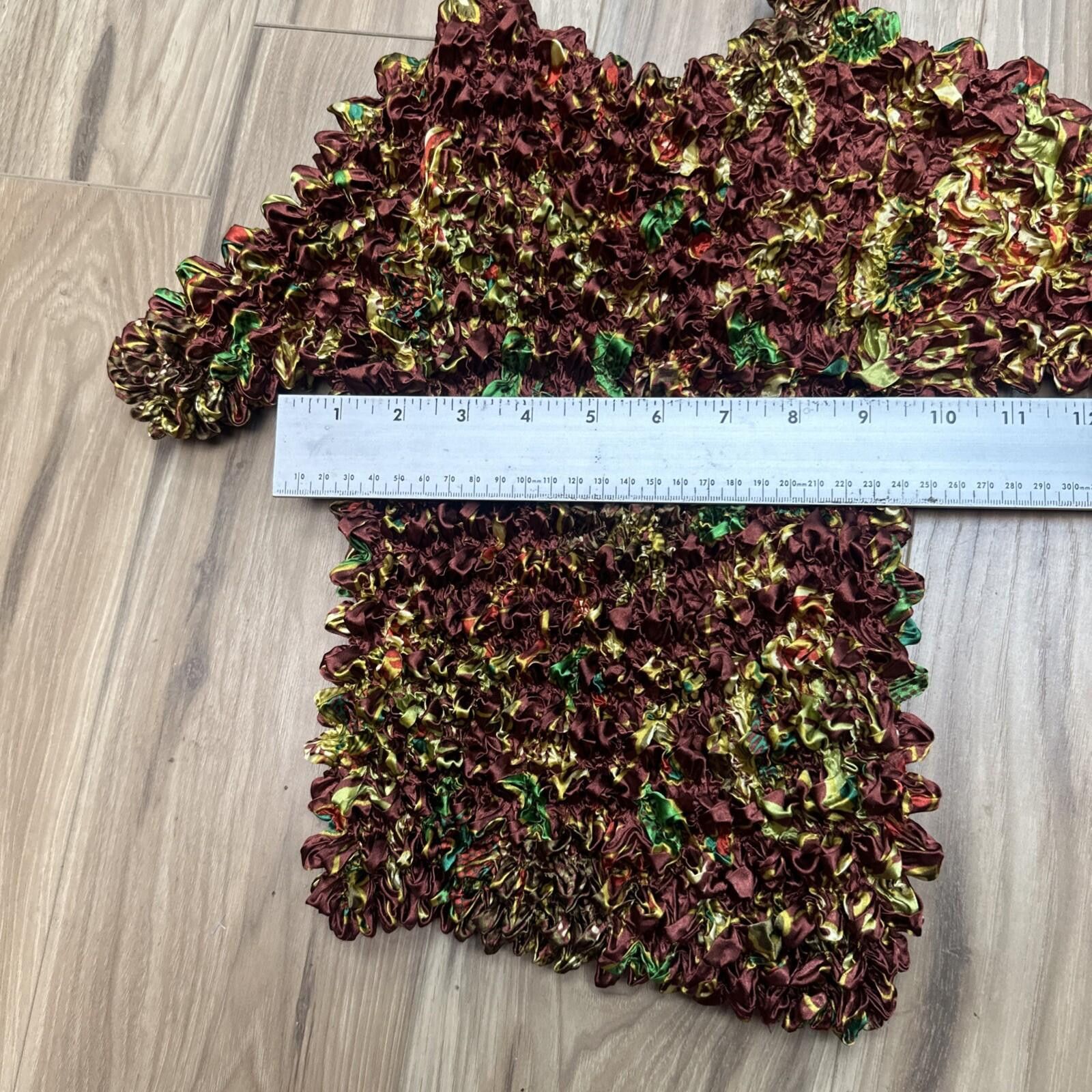 FCUK Satin Gold Copper Floral Popcorn Magic Stretch Top Fairy Size ONE SIZE - 4 Thumbnail