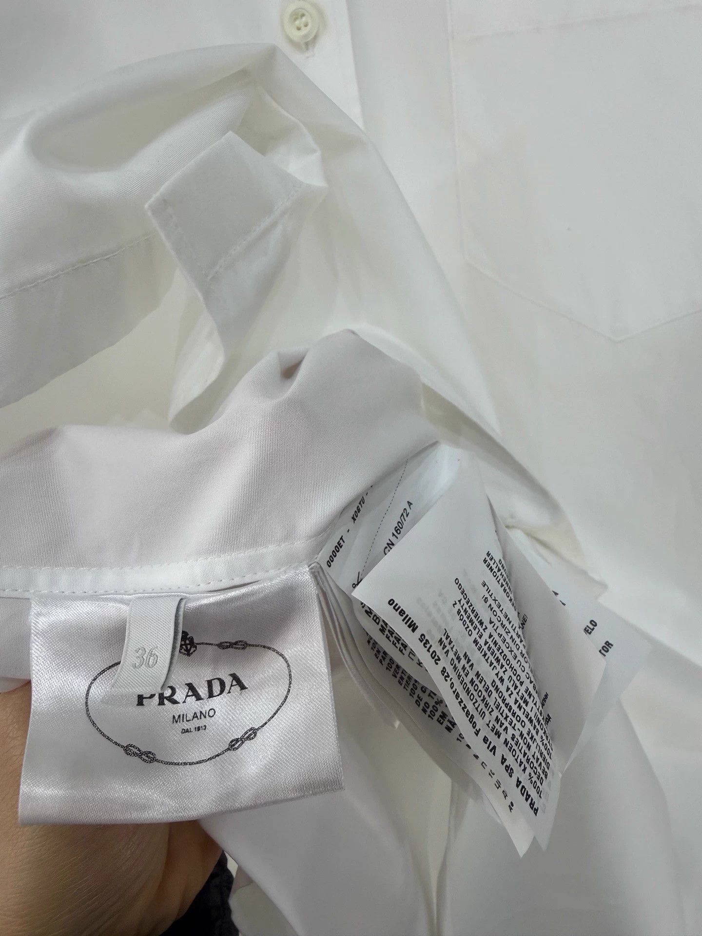 Prada Prada Classic Crystal Buckle Poplin Shirt New Size 36 Size XS / US 0-2 / IT 36-38 - 4 Thumbnail