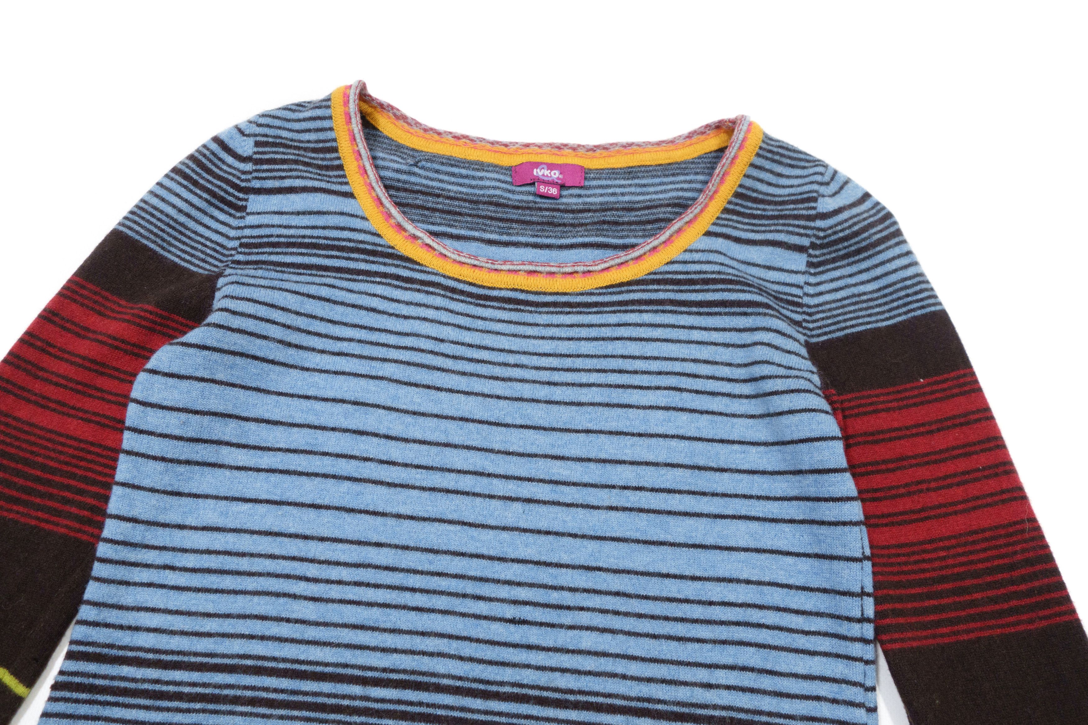 Other IVKO Striped Wool Knit Dress Floral Intarsia Pattern Y2K Size S / US 4 / IT 40 - 3 Thumbnail