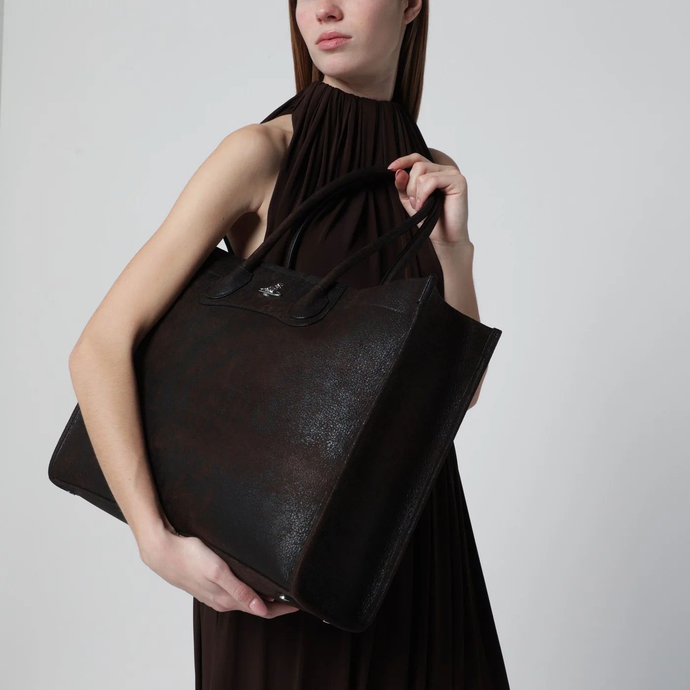Vivienne Westwood o1d2blof0526 Size: OS / Leather Troy Tote Bag in Dark Brown Size ONE SIZE - 2 Thumbnail