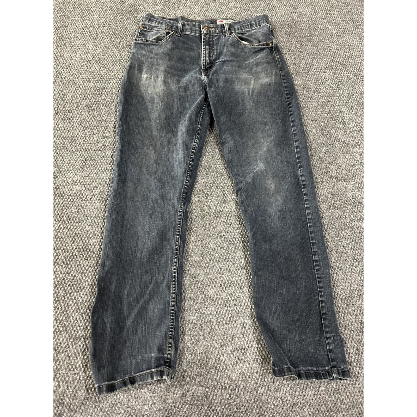 Wrangler Wrangler Retro Slim Straight Jeans Mens 30x29 Gray Charcoal Wash Denim Zip Pockets Size US 30 / EU 46 - 2 Thumbnail