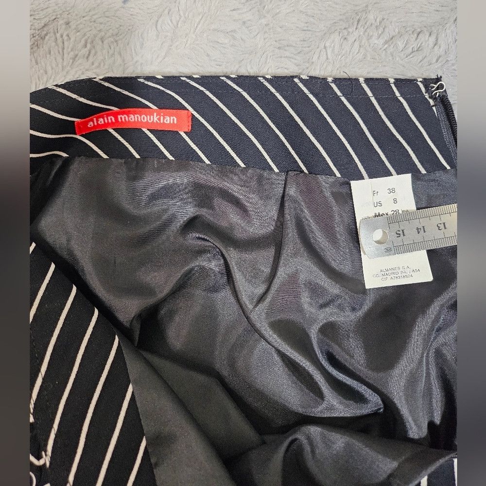 Other Y2K Alain Manoukian Black White Pinstriped Skirt 8 Size 30" / US 8 / IT 44 - 4 Thumbnail