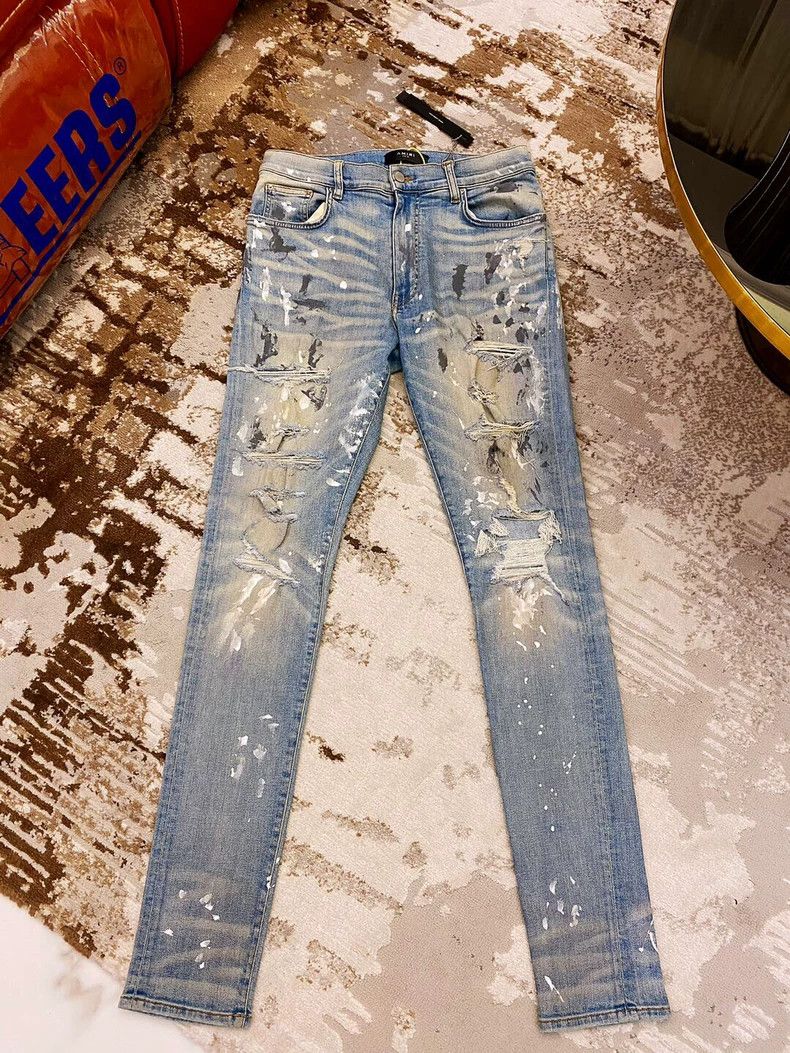 AMIRI 17 Blue Paint Splatter Jeans - dmc