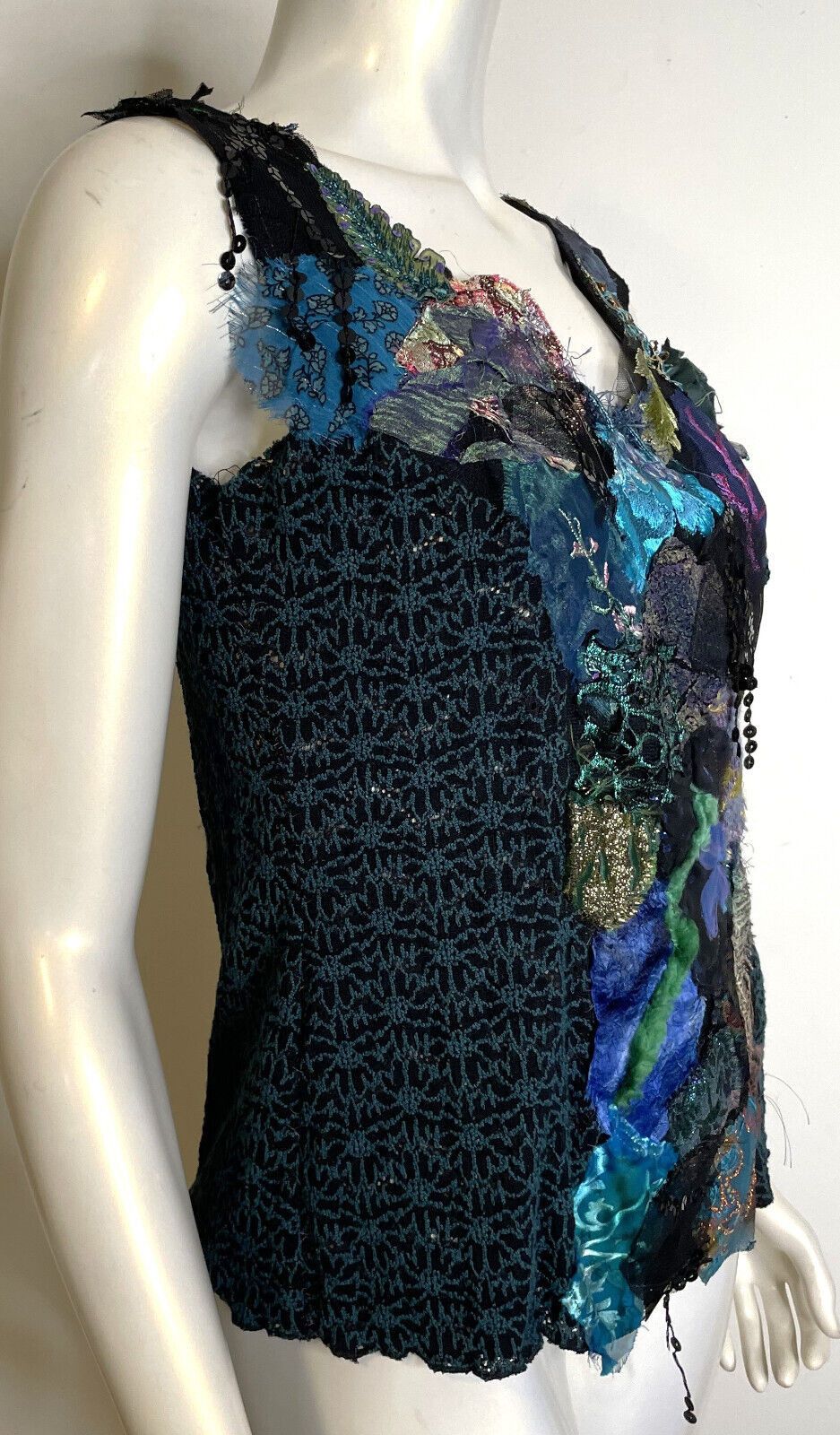 Lee Andersen Pastiche Tank Top NWT S Peacock Beaded Floral
