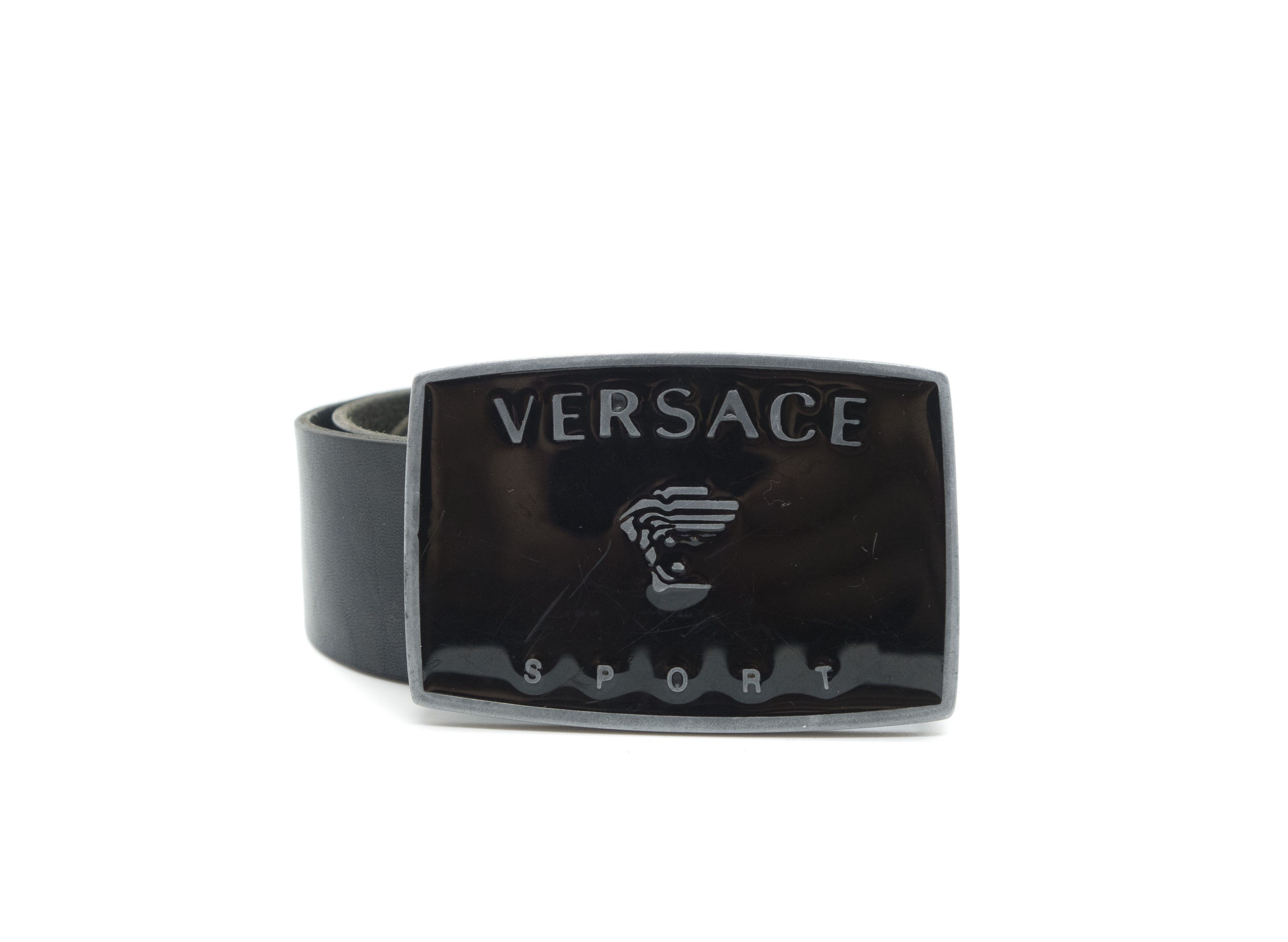 Versace 90S Medusa Y2K Big Logo Leather Belt Vintage Size ONE SIZE - 1 Thumbnail