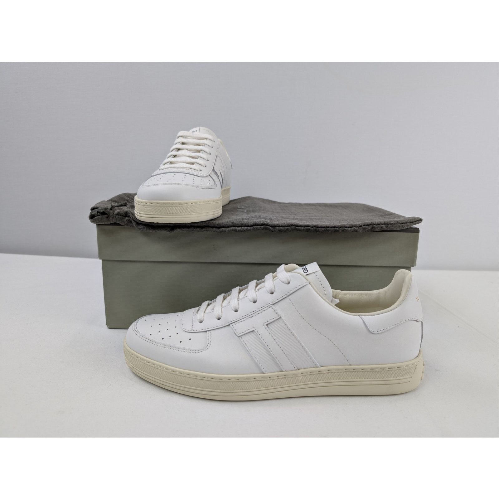 Tom Ford o1rshd1 Classic Radcliffe leather low-top sneaker in white Size US 8.5 / EU 41-42 - 20 Thumbnail