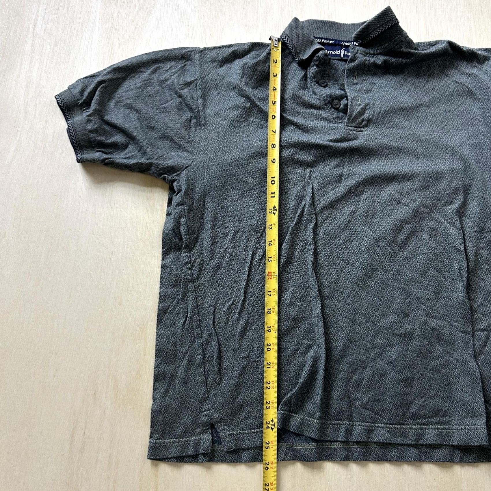 Vintage Arnold Palmer Polo Shirt Mens Medium Gray Herringbone Knit 100% Cotton Golf Size US M / EU 48-50 / 2 - 4 Thumbnail