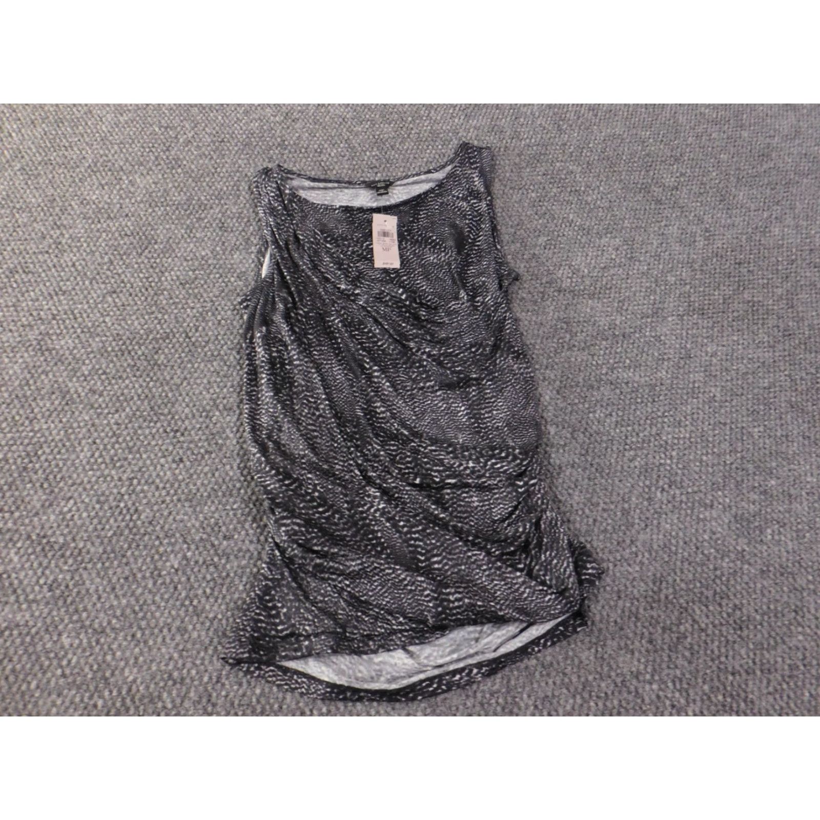 Vintage ann taylor top Medium petite gray pullover sleeveless geometric womens rayon blouse Size M / US 6-8 / IT 42-44 - 4 Thumbnail