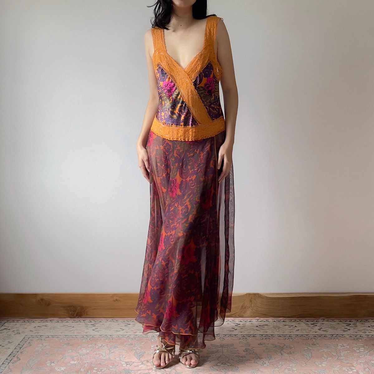 Victoria's Secret Victoria’s Secret 1990s Floral Chiffon Maxi Slip Dress (S–M) Size M / US 6-8 / IT 42-44 - 3 Thumbnail