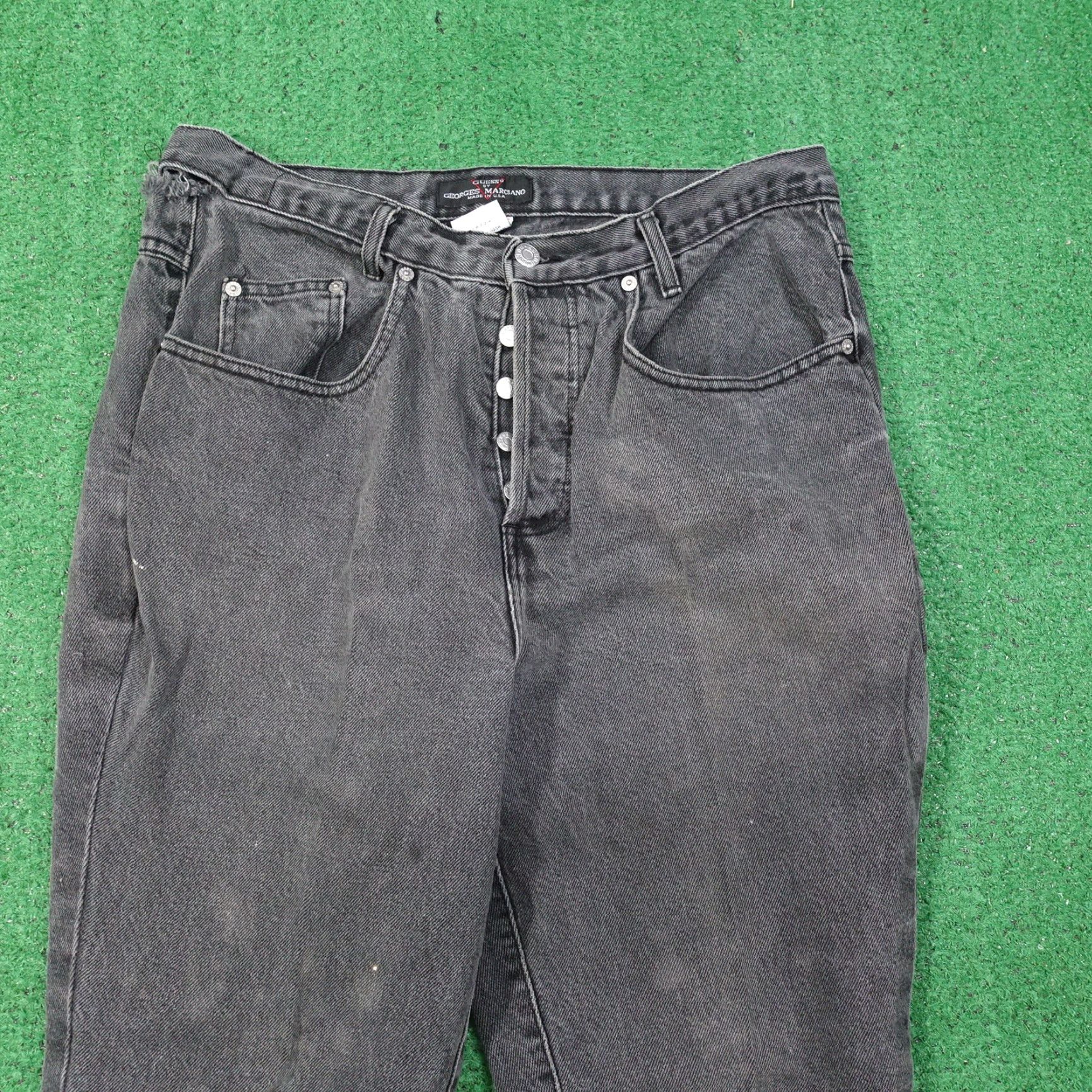 Guess VINTAGE GUESS Black Tapered Jeans Womens 34x25 Button Fly Regular Fit Denim Size 24" / US 00 / IT 34 - 2 Thumbnail