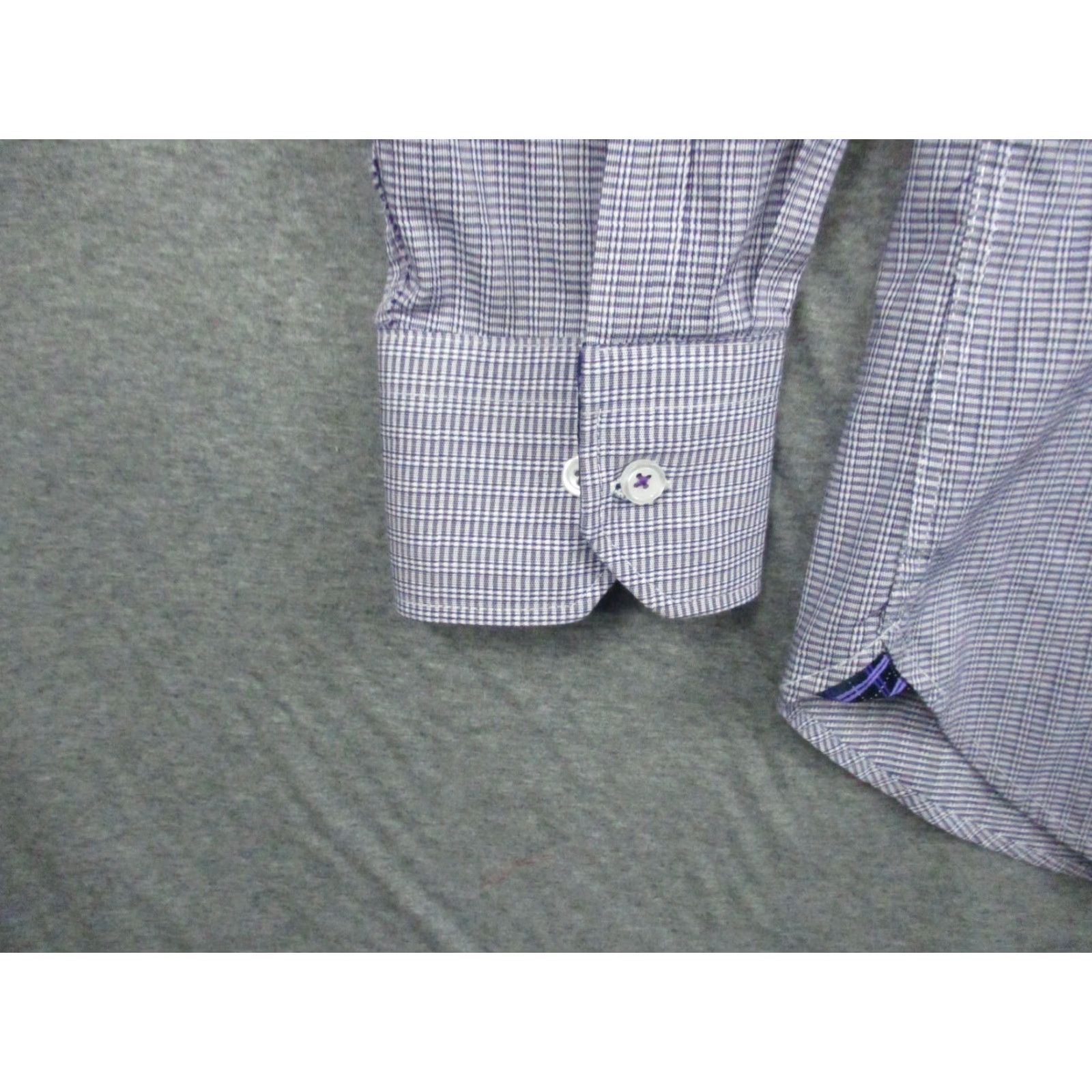 Vintage Society Of Threads Dress Shirt Mens Large 16-16.5 Blue Comfort Stretch Slim Fit Size 42R - 2 Thumbnail