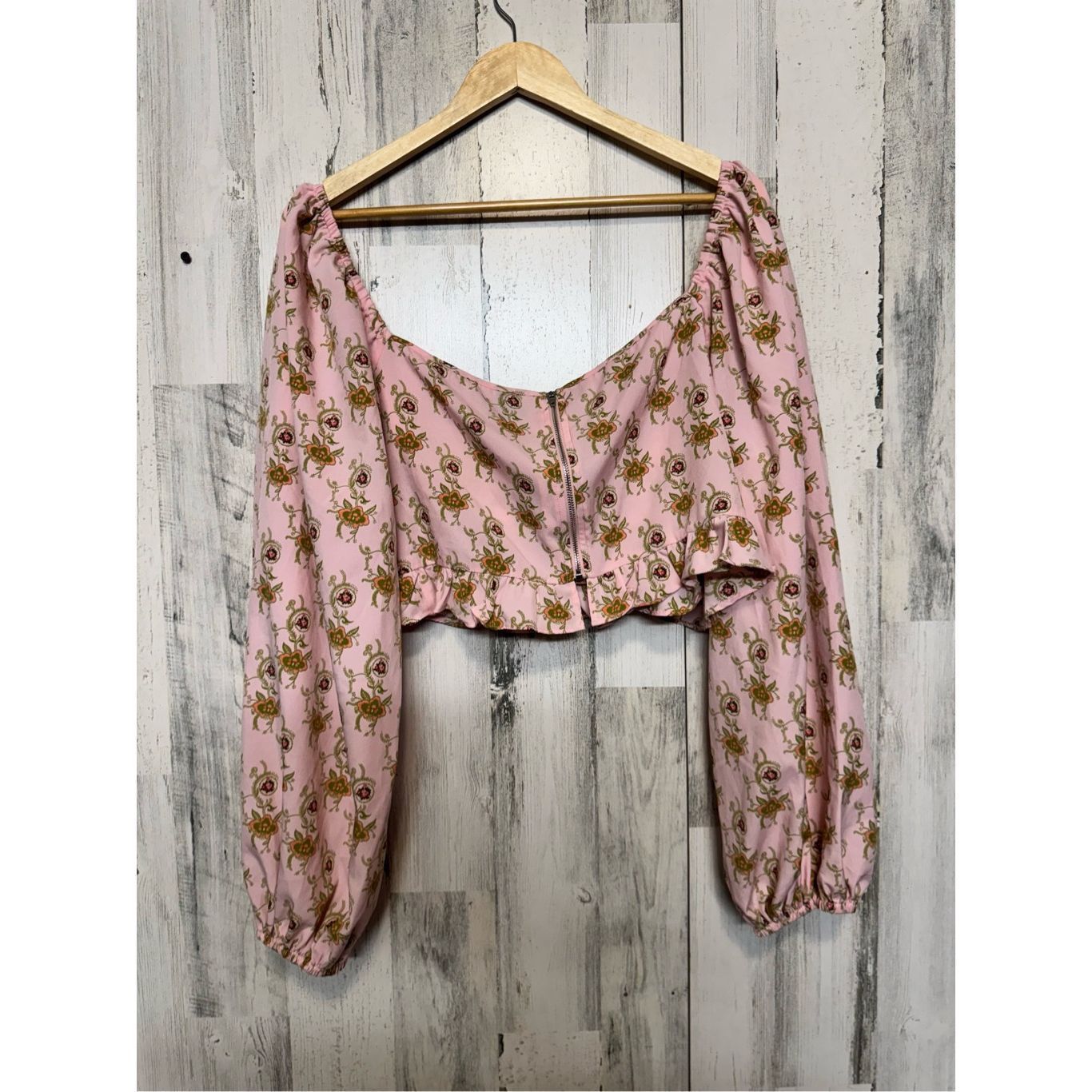 Other Curve Pink Floral Long Sleeve Crop Top 4XL – Puff Sleeve Boh Size 4XL / US 24-26 - 10 Thumbnail