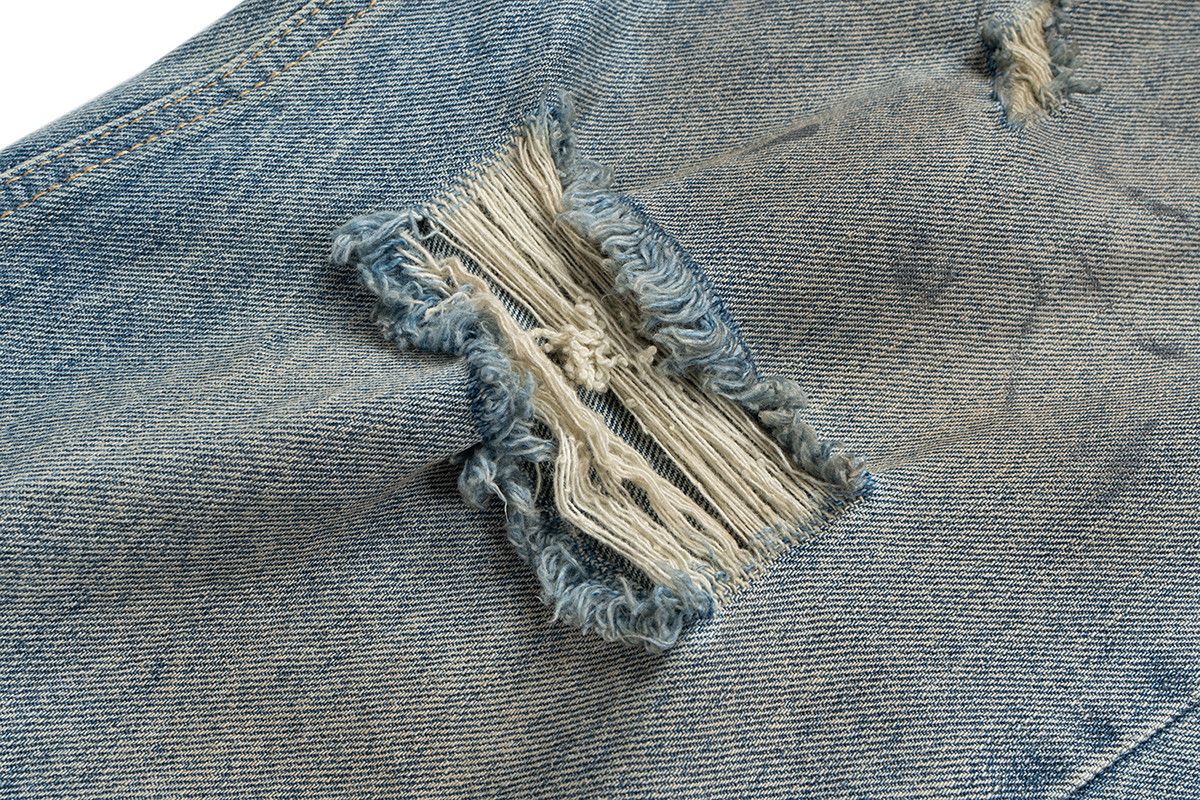 Japanese Brand × Jean × Vintage Mud Dyed Washed Hole Blue Baggy Jeans Size US 30 / EU 46 - 5 Thumbnail