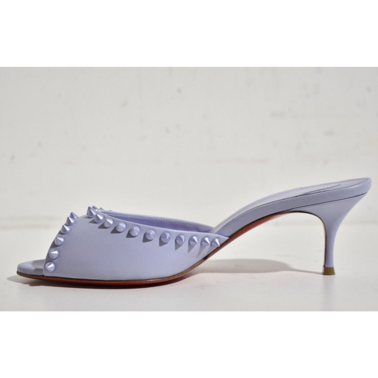 Christian Louboutin Me Dolly Spike 55 Skylight Purple Sandal Mule Heel Pump 38 Size US 8 / IT 38 - 6 Thumbnail