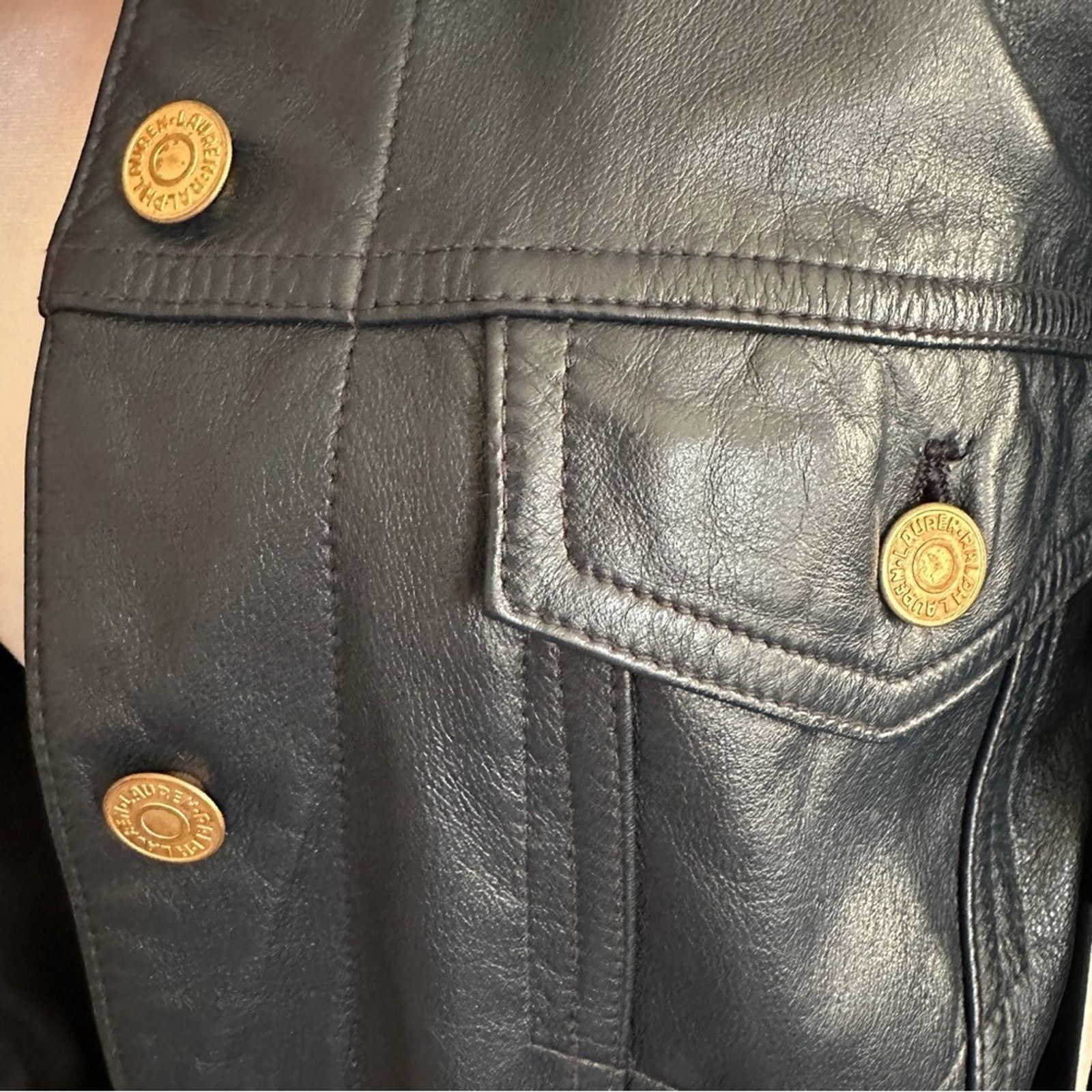 Ralph Lauren RALPH LAUREN Vintage 100% Leather Jacket Blue & Gold S Size S / US 4 / IT 40 - 7 Thumbnail