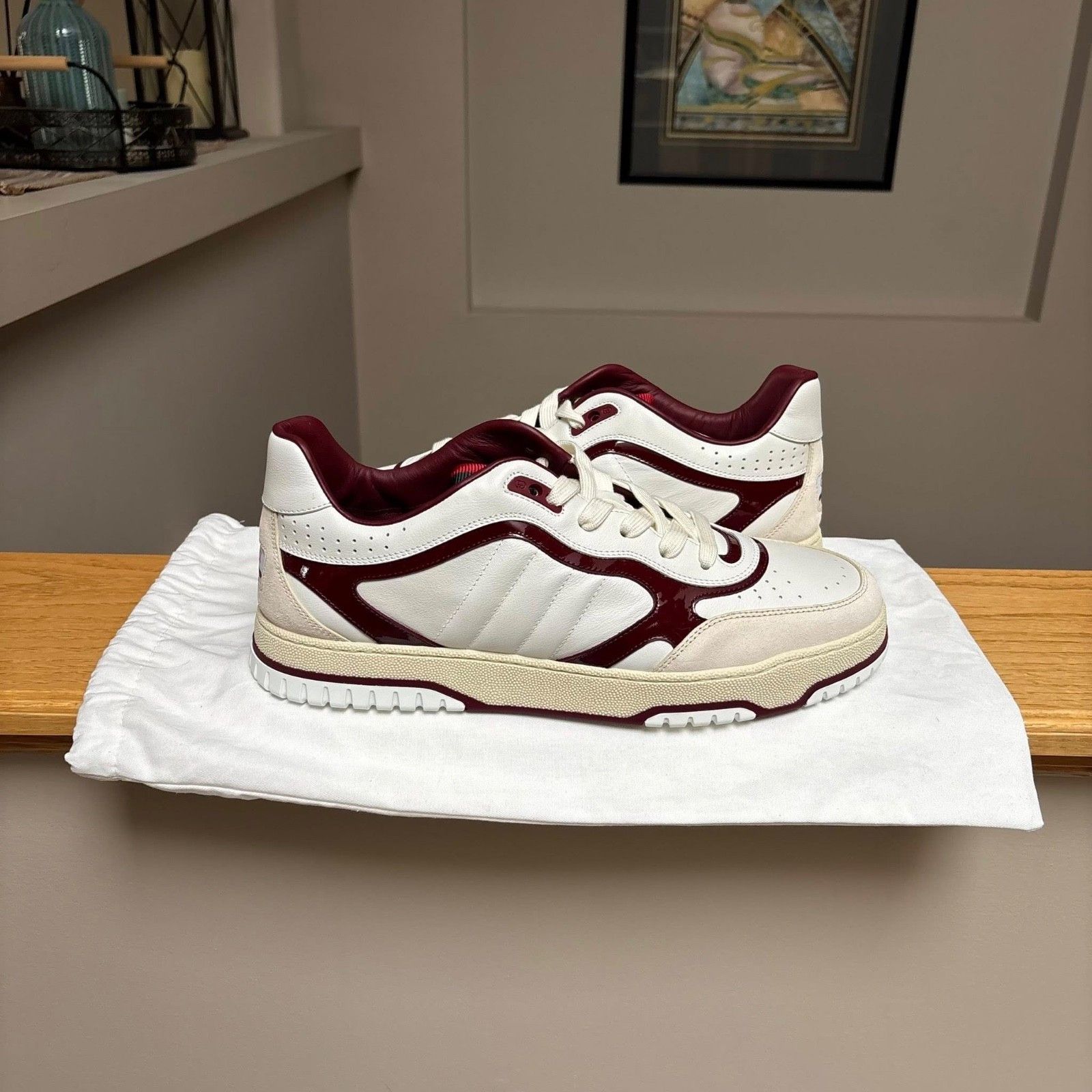 Gucci Gucci Re-Web White/Burgundy/Cream Sneakers - MSRP: $1190 Size US 12.5 / EU 45-46 - 1 Thumbnail