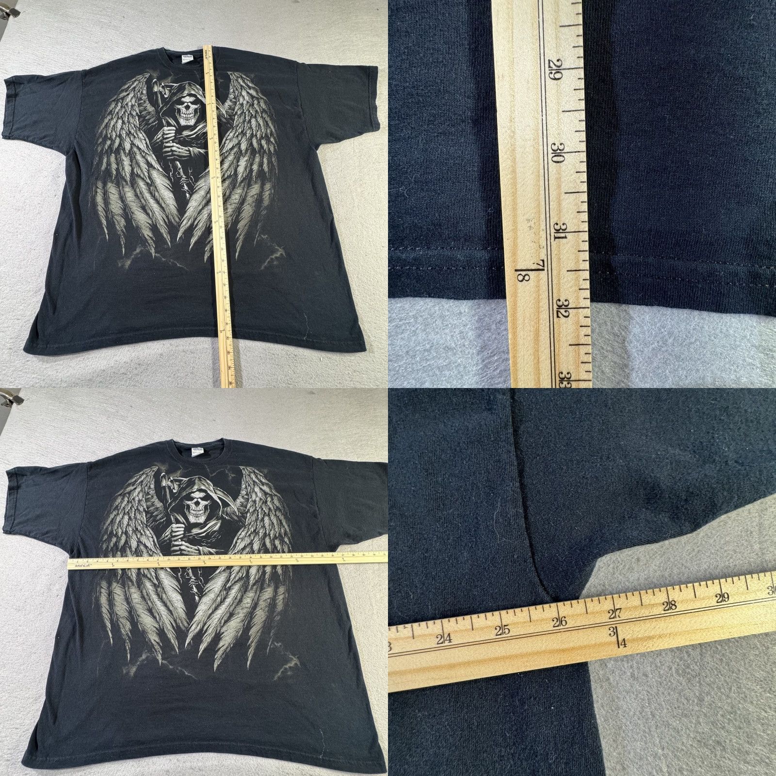 Gildan VINTAGE Gildan Men's 3XL Black Grim Reaper T-Shirt Gothic Horror Angel Death Wings Graphic Tee Size US XXL / EU 58 / 5 - 8 Thumbnail
