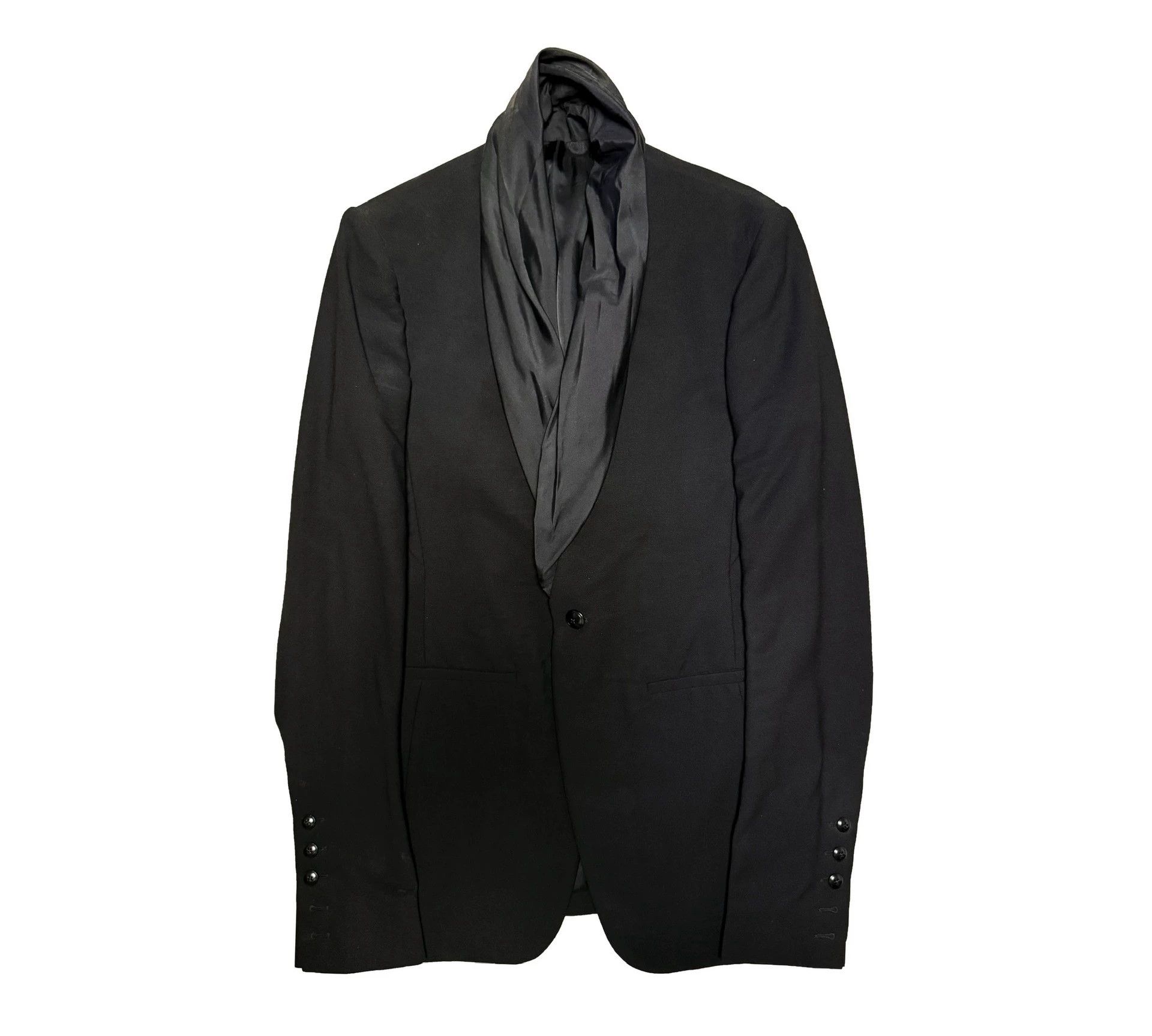 Rick Owens Rick Owens Suit Wrinkled Satin Shawl Collar Wool 48 Size 48R - 1 Thumbnail