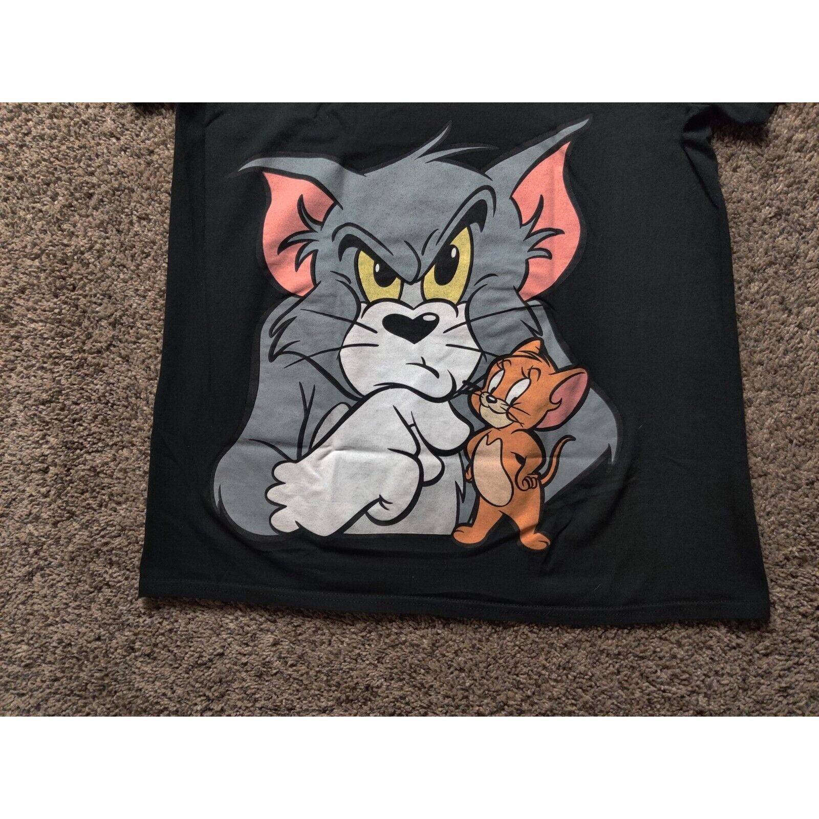 Cartoon Network Tom and Jerry Shirt Adult Mens Medium Black Red Spell Out Size US M / EU 48-50 / 2 - 6 Thumbnail