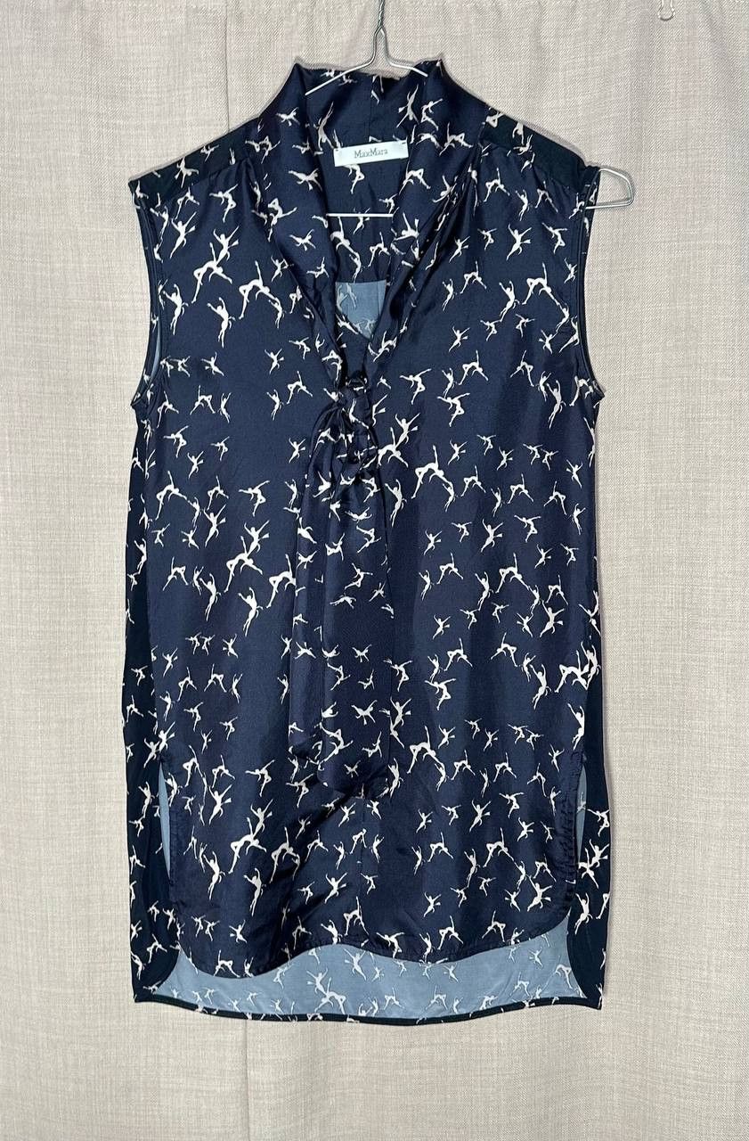 Max Mara Max Mara Maestro Silk Tiny Dancer Top Tie Sleeveless blouse Size S / US 4 / IT 40 - 1 Thumbnail