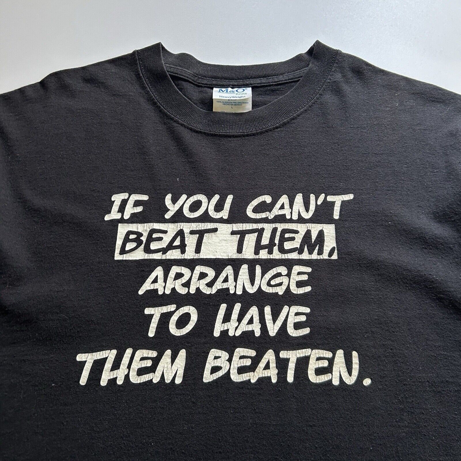 Vintage Vintage Y2K Have Them Beaten Funny T Shirt Large Faded Black Size US L / EU 52-54 / 3 - 2 Thumbnail