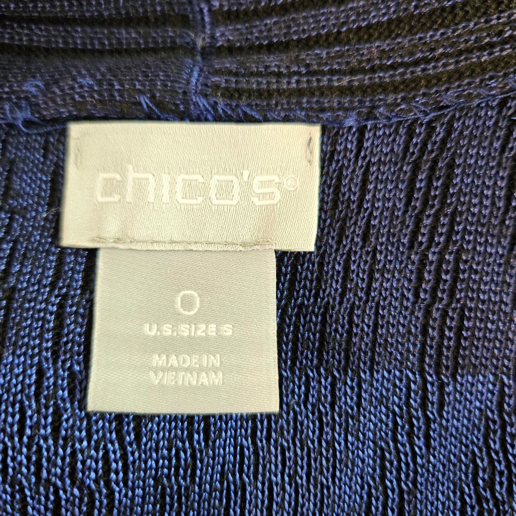 Vintage Chico's Womens Cardigan Small Blue Black Stripe Long Sleeve Cotton Blend Knit Sweater Cardigan Womens XS? Size S / US 4 / IT 40 - 5 Thumbnail