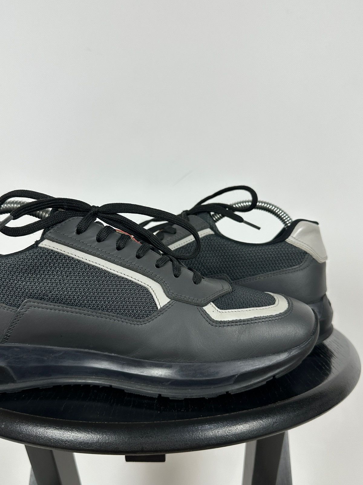 Prada Prada Grey Leather Red Tab Sneakers Size US 6.5 / EU 39-40 - 19 Thumbnail