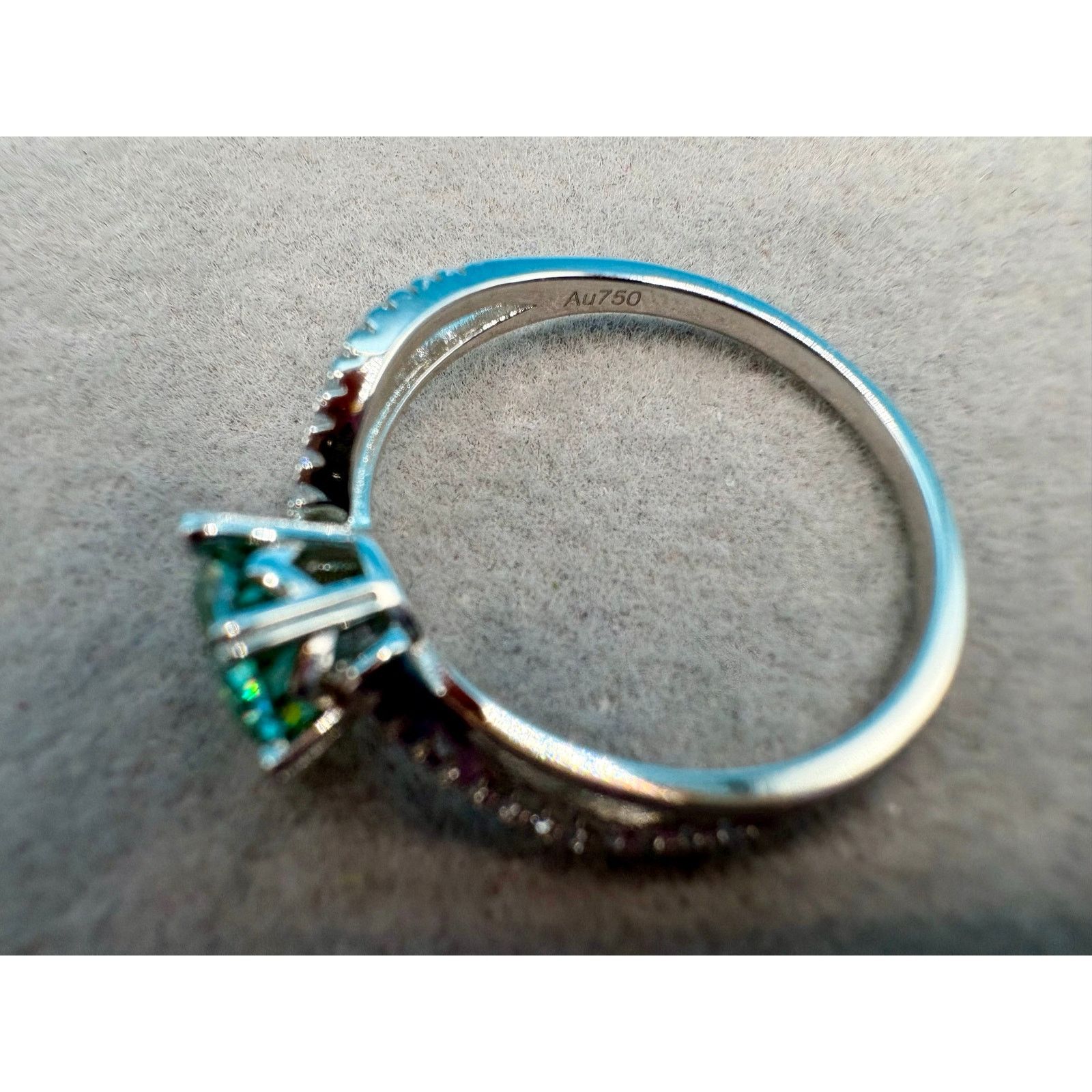 Jewelry 1.25CTW Aquamarine & White Moissanite in AU750 -sz.8.25 Size ONE SIZE - 4 Thumbnail