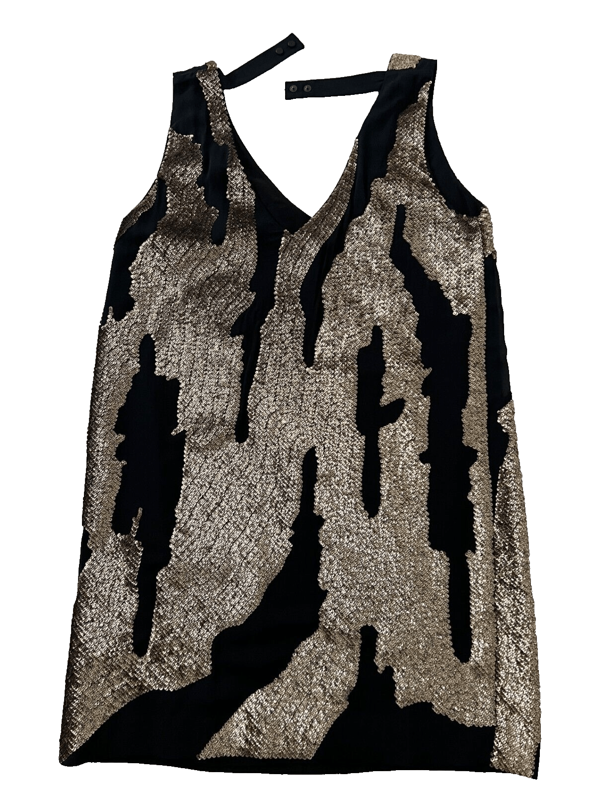 Robert Rodriguez $595 ROBERT RODRIGUEZ Gold Sequin Black SILK DRESS ( 2 ) Size XS / US 0-2 / IT 36-38 - 5 Thumbnail