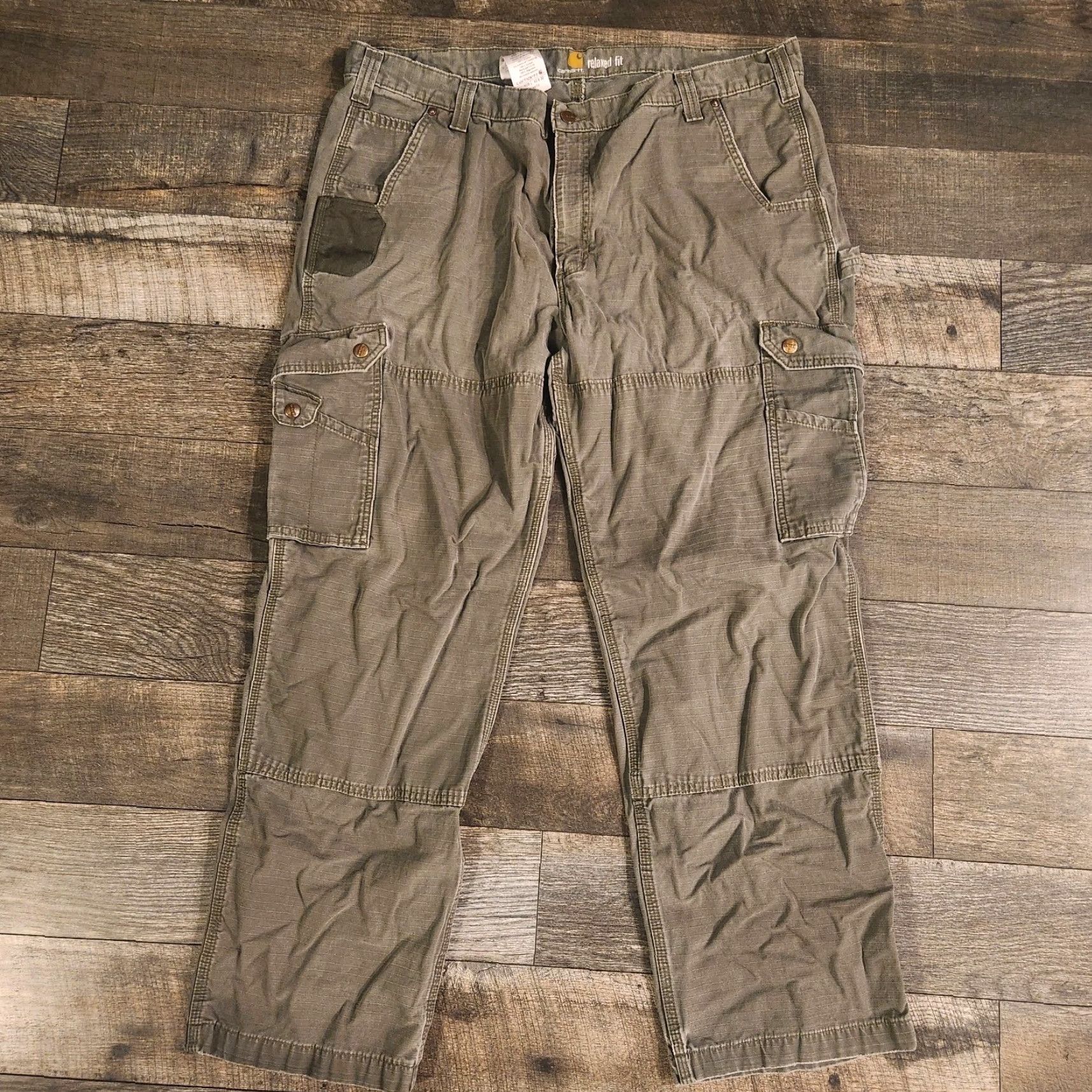 Carhartt Carhartt Pants Mens 42x32 Canvas Cargo Relaxed Ripstop Double Knee Carpenter Pants Mens 42x32 Gray Cotton Cargo Workwear USA Outdoor Size US 42 / EU 58 - 2 Thumbnail