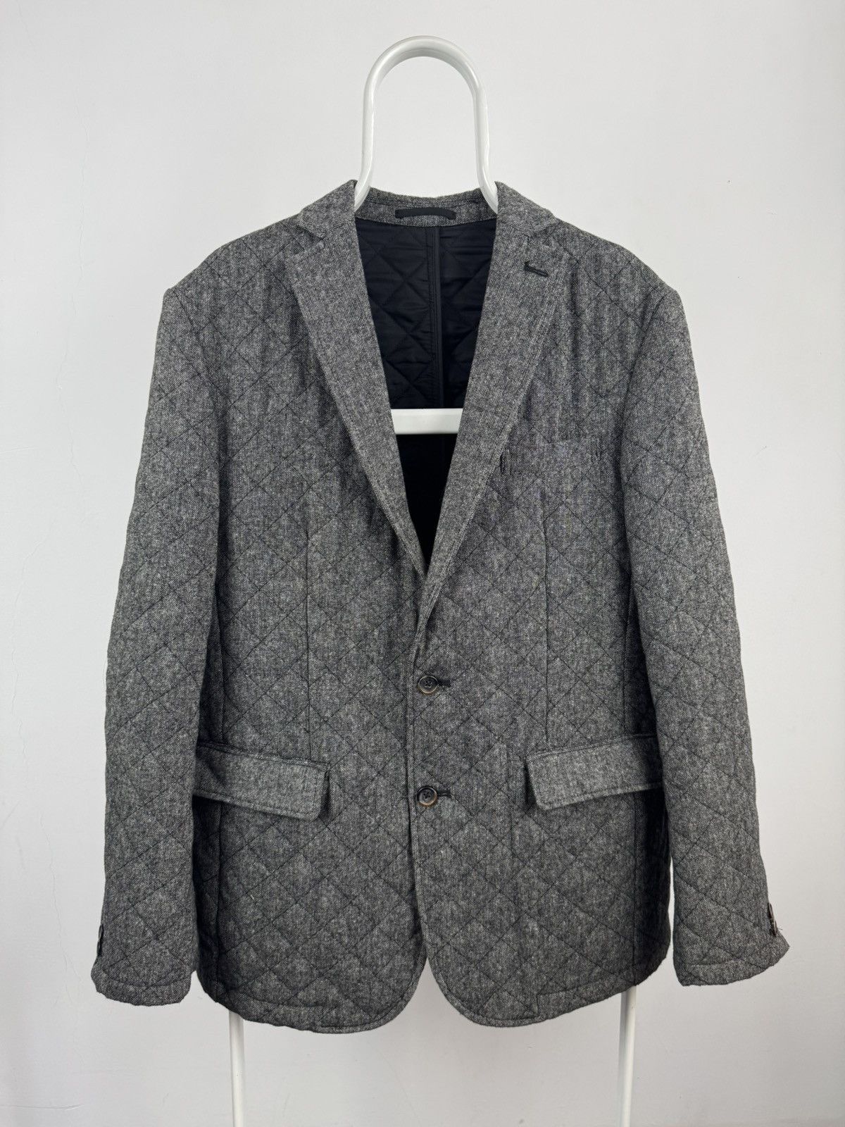Vintage Gibson London Grey Donegal Quilted Jacket Size 52R - 1 Thumbnail