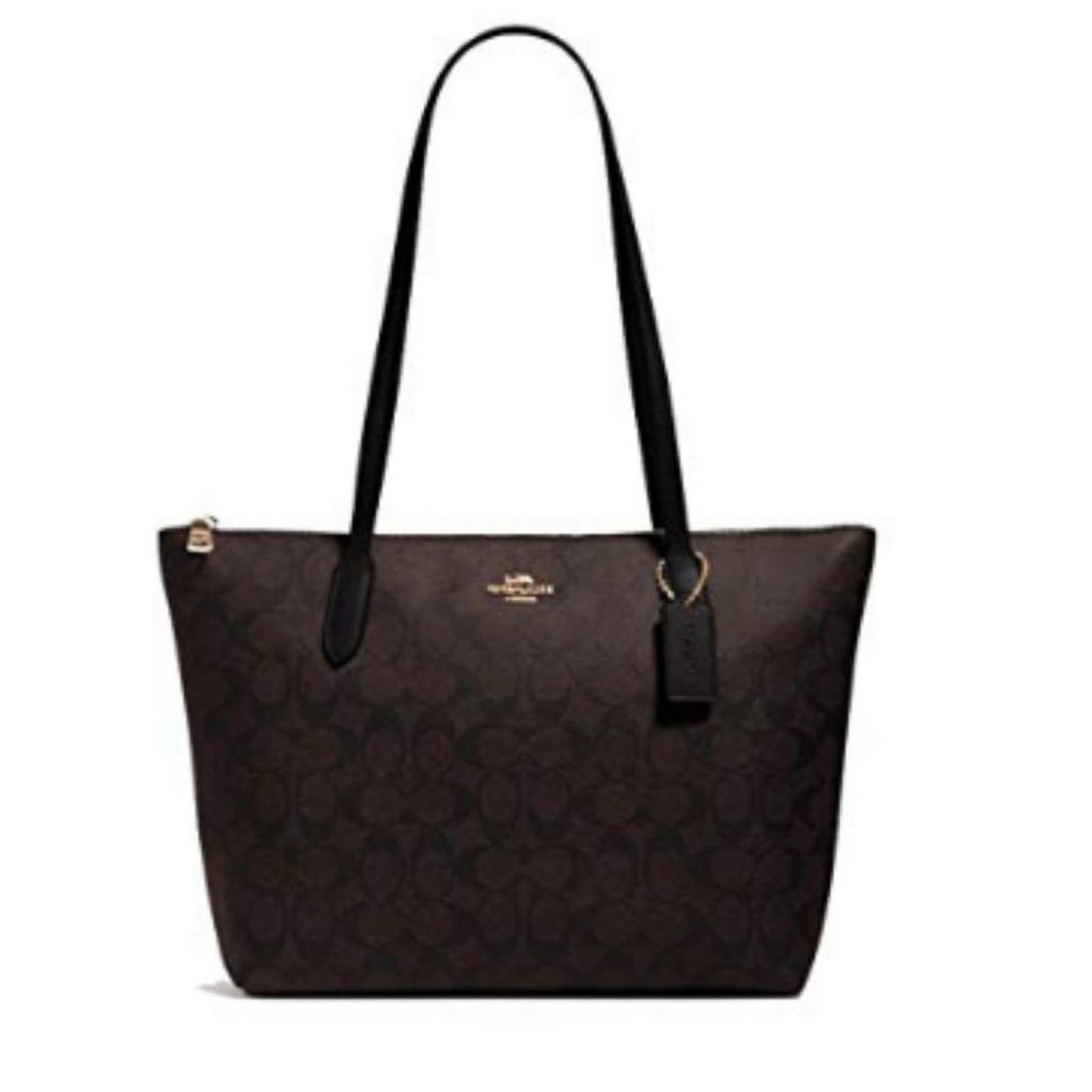 image of Coach Women's Outline Signature Zip Tote (Im/brown/black) Os