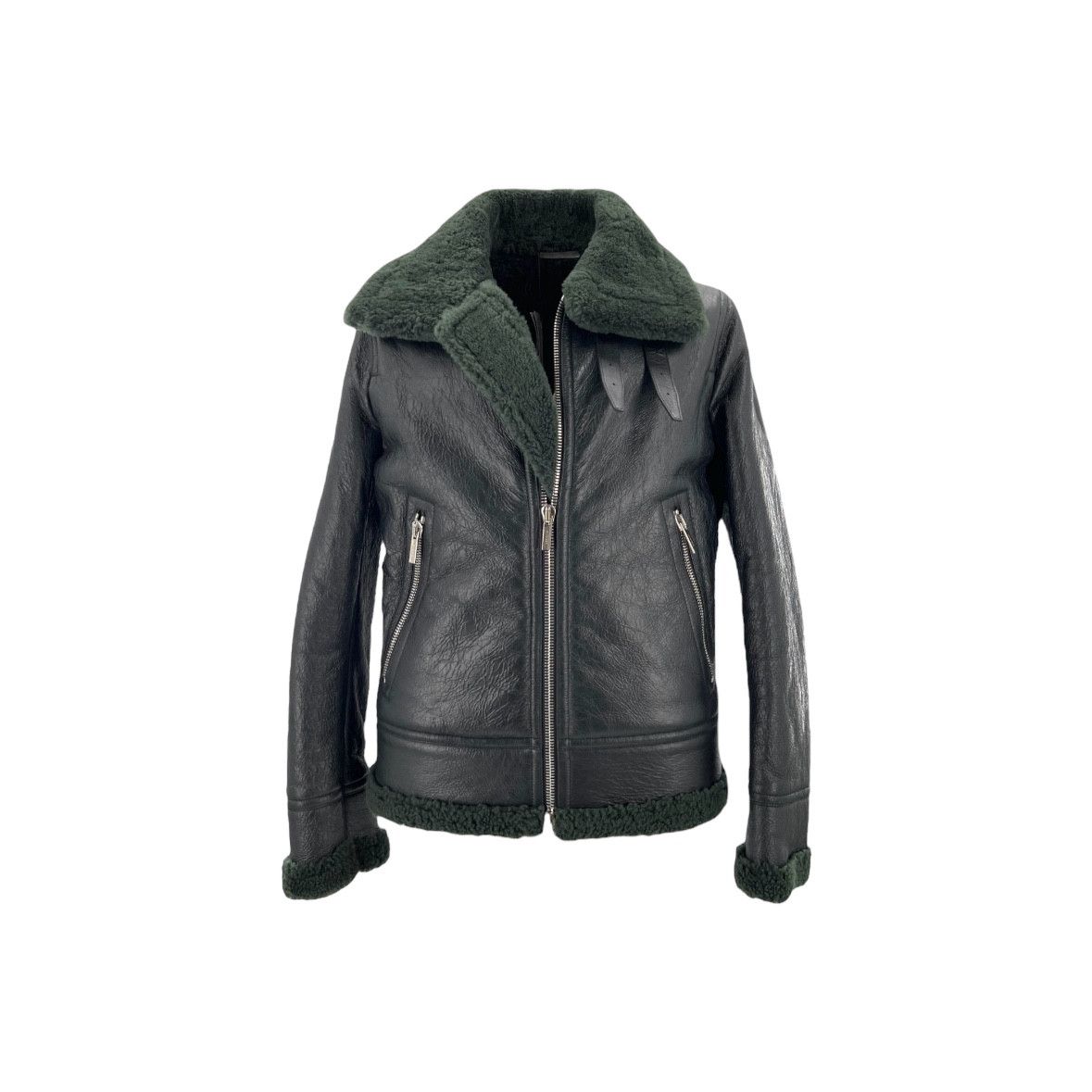 ジャケット・アウター Christian Dior FALL 2019 Mouton Jacket Dior - Green Shearling Aviator Flight Jacket In Black L