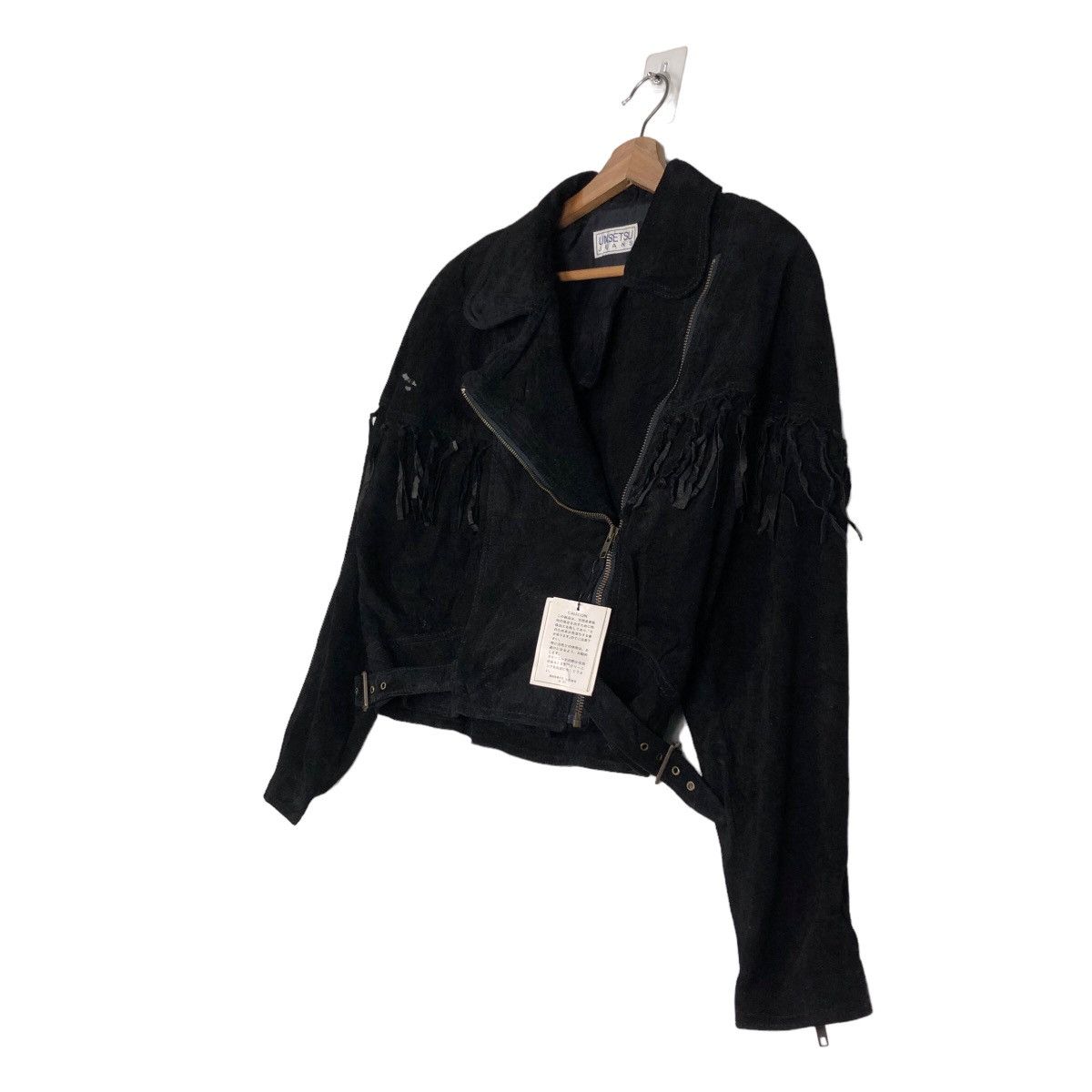 Genuine Leather 🔥Rich Black Biker Jacket Asymmetric Zipper Unsetsu Kapital Size US M / EU 48-50 / 2 - 2 Thumbnail