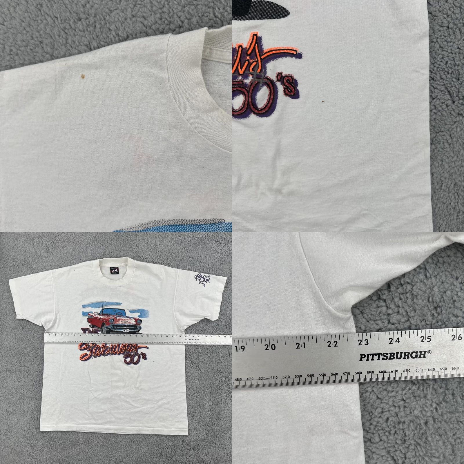 Fruit Of The Loom VINTAGE Fruit of the Loom Best Mens XL Single Stitch White Graphic Print Car T Shirt Size US XL / EU 56 / 4 - 9 Thumbnail