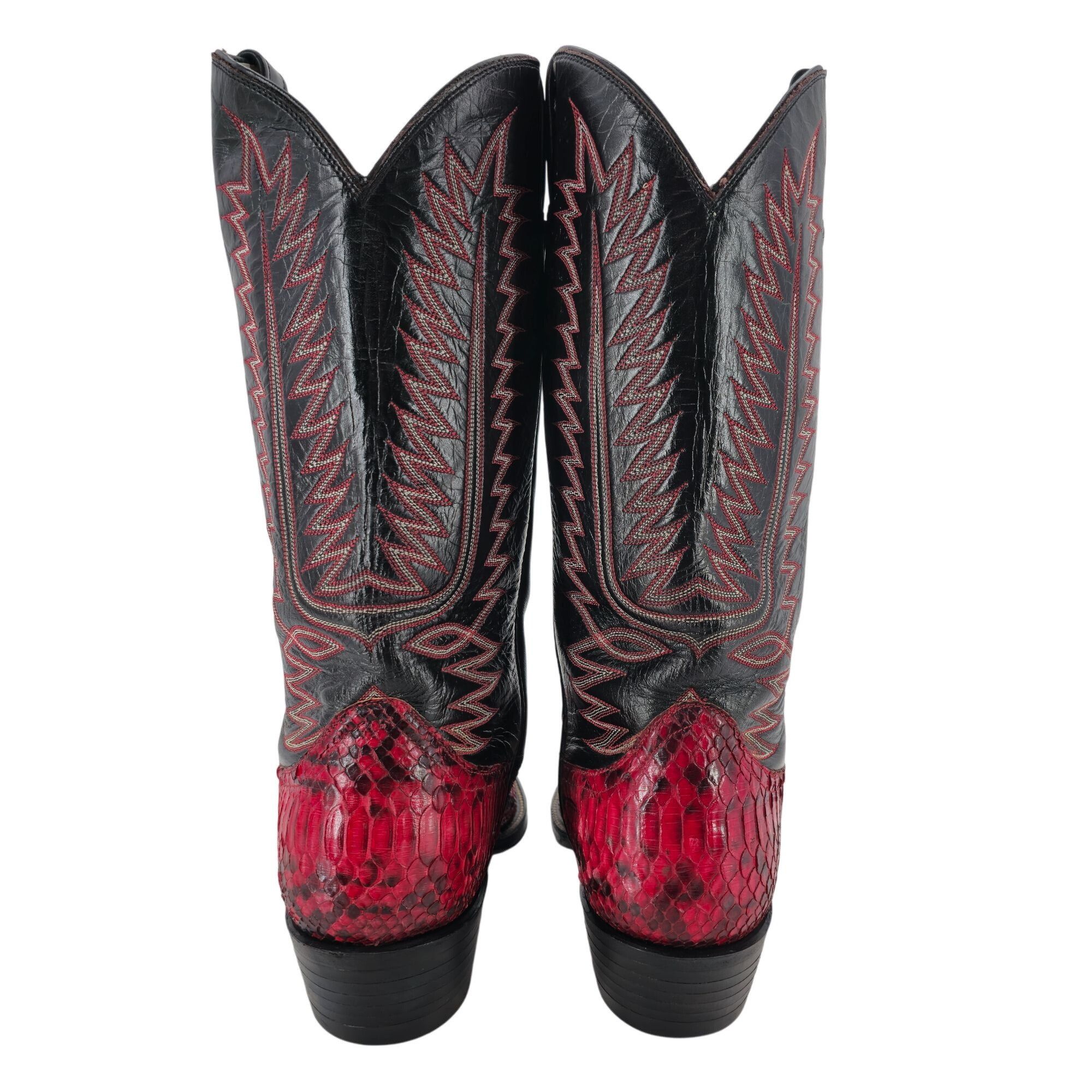 Other Vintage Men 11.5D Red Python Exotic Snakeskin Leather Cowboy Size US 11.5 / EU 44-45 - 9 Thumbnail