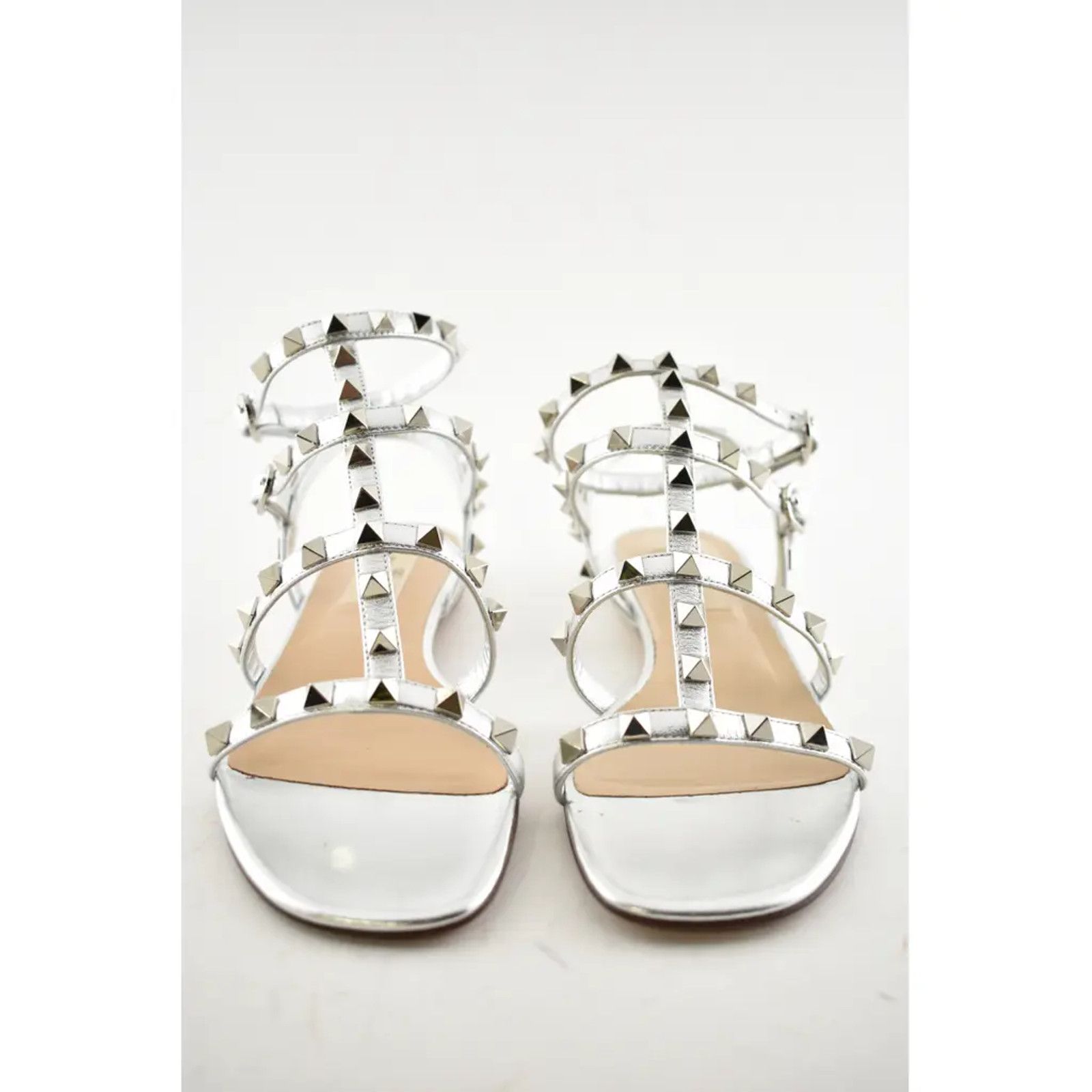 Valentino Valentino Rockstud Silver Stud Leather Ankle Strap Gladiator Size US 6.5 / IT 36.5 - 5 Thumbnail