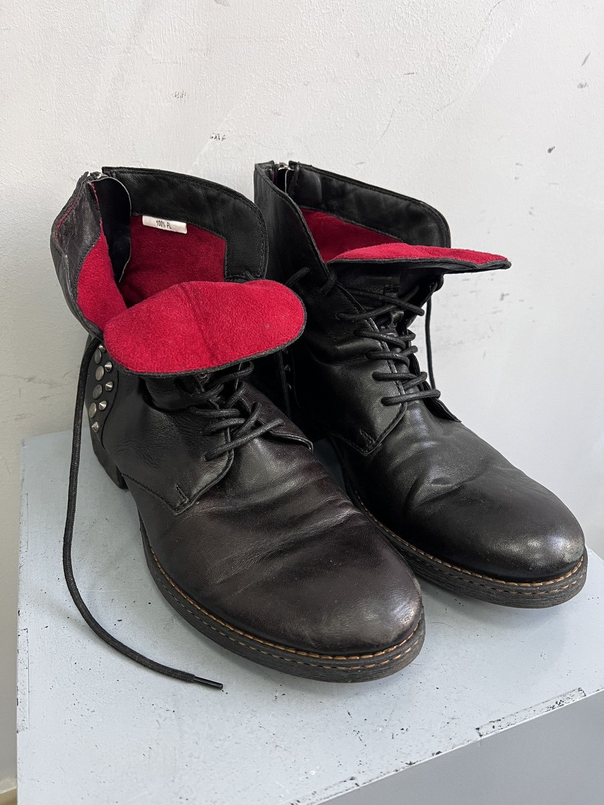 Hedi Slimane Lace-up black leather boots rock A.S 98 vintage style Size US 8 / EU 41 - 12 Thumbnail