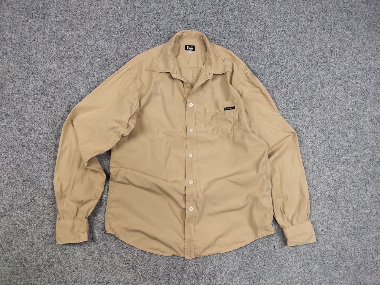 Dolce & Gabbana Vintage Dolce & Gabbana Logo Beige Cotton Button Shirt Size US L / EU 52-54 / 3 - 12 Thumbnail
