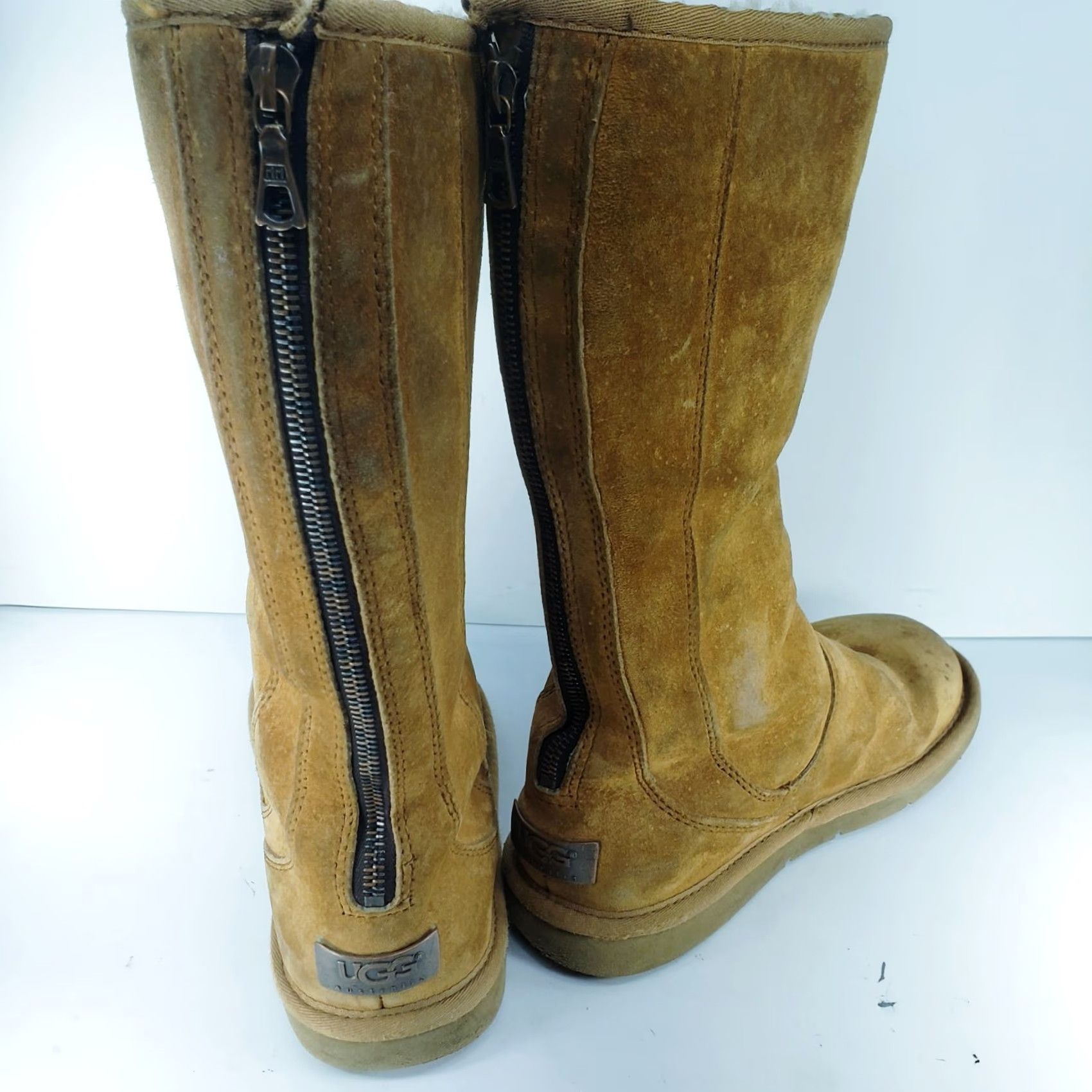 Ugg VINTAGE UGG Kenly 1890w Boots Women Suede Sheepskin Chestnut 8 Mid-Calf Zip Back Sherpa Lining Brown Shoes Leather/Footwear Womens Boots Size US 9 / IT 39 - 5 Thumbnail