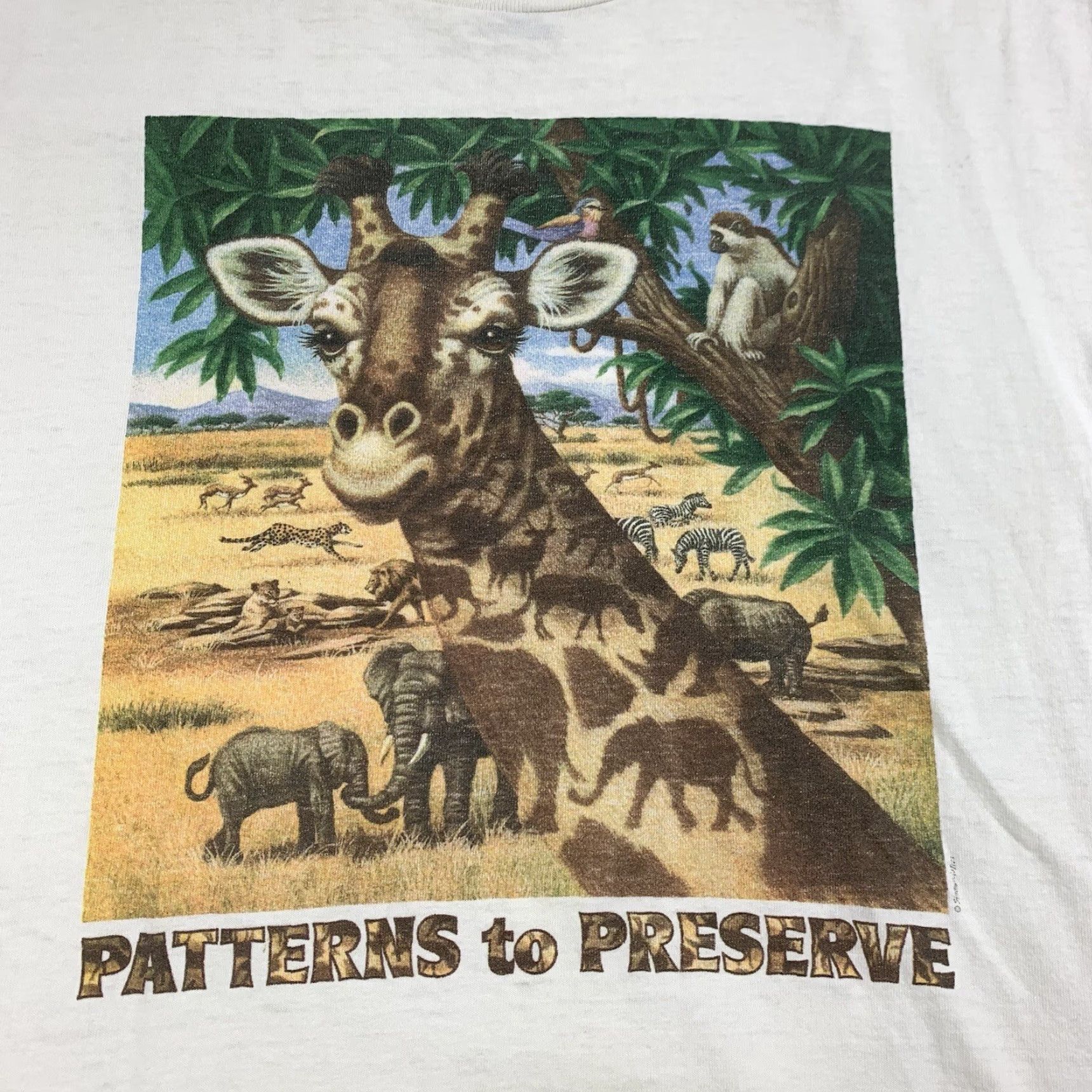 Vintage Vintage Patterns To Preserve Shirt Adult Large White Humanitees Africa Animals Size US L / EU 52-54 / 3 - 2 Thumbnail