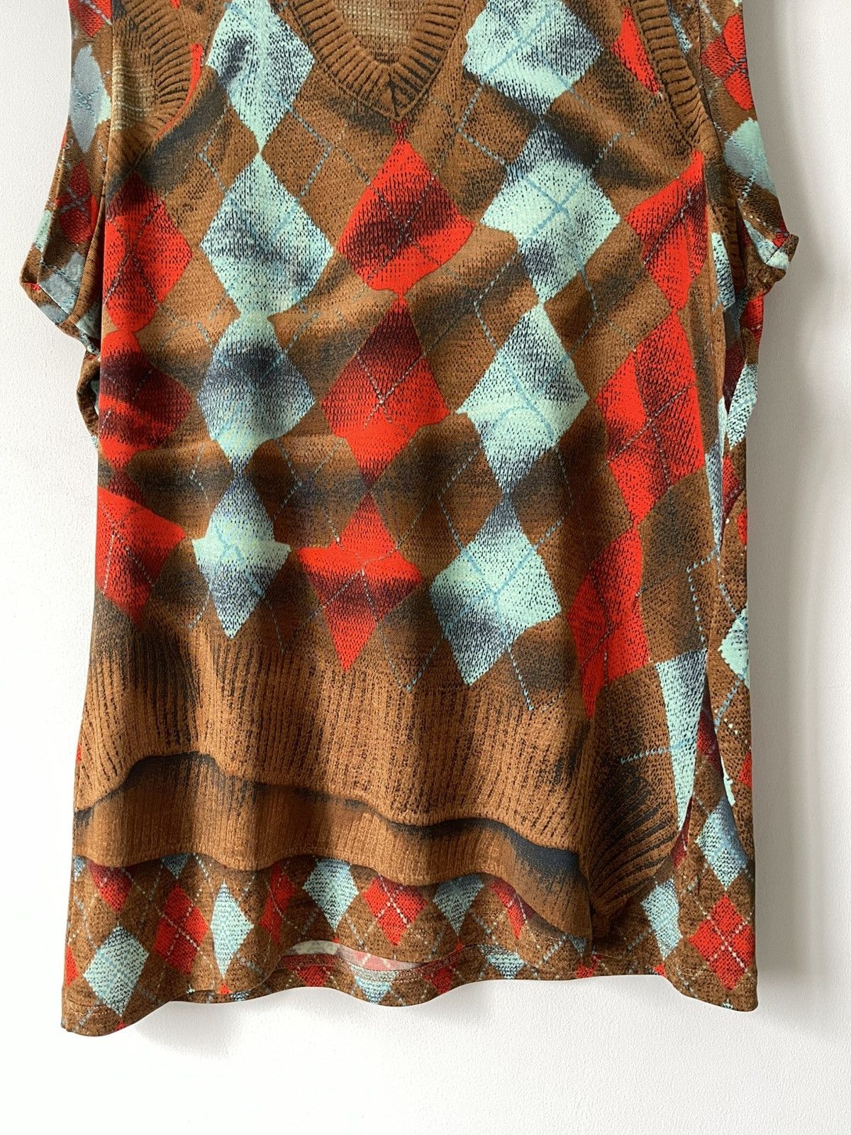 Jean Paul Gaultier Archive 90's Jean Paul Gaultier Argyle Sleeveless Mesh Top Size L / US 10 / IT 46 - 5 Thumbnail
