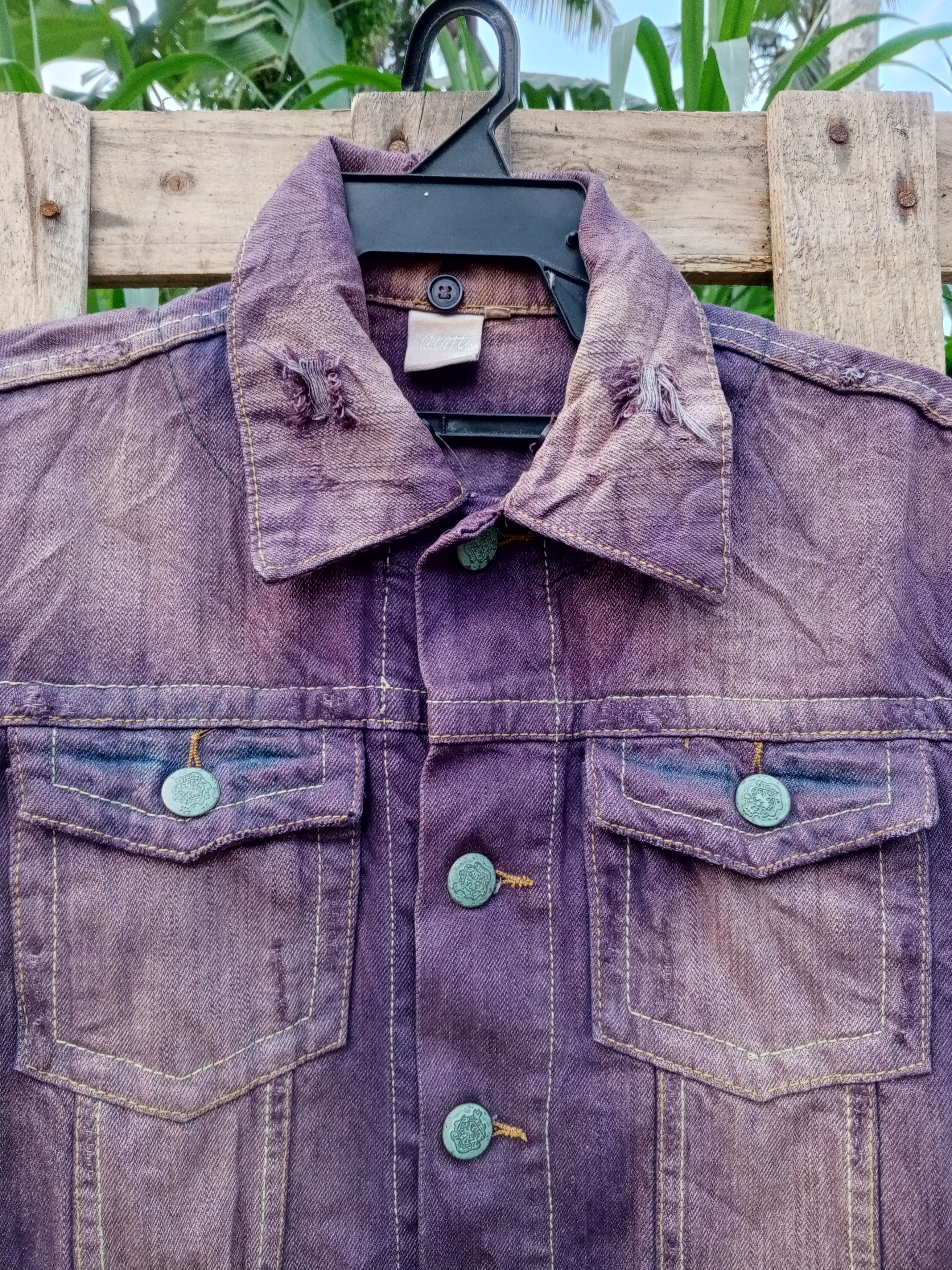 Japanese Brand DENIM JACKET FADED PURPLE COLOR Size US L / EU 52-54 / 3 - 7 Thumbnail