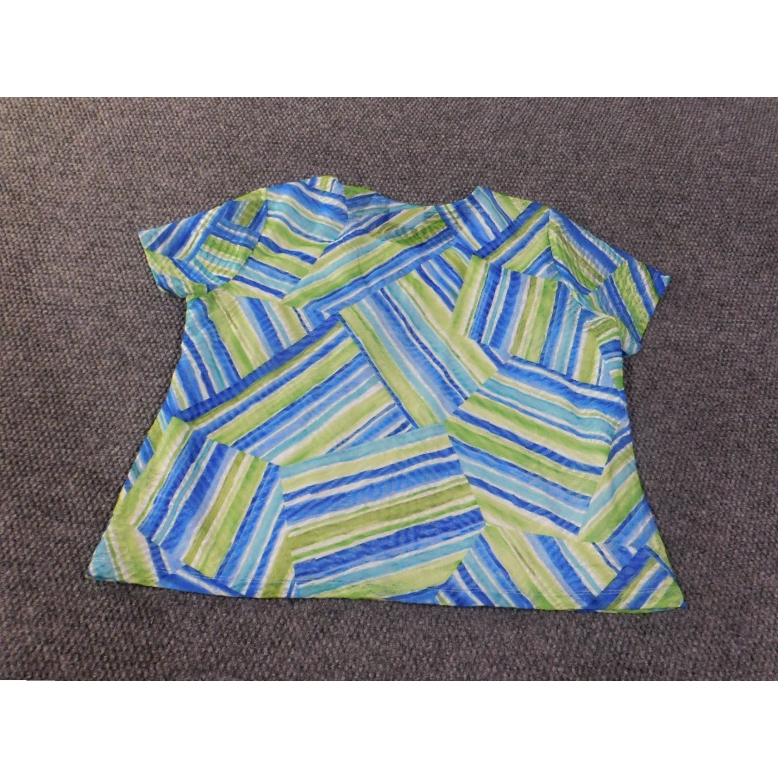 Vintage Alfred Dunner Top Geometric Beads Green Blue Womens Petite XL Polyester Size XL / US 12-14 / IT 48-50 - 7 Thumbnail