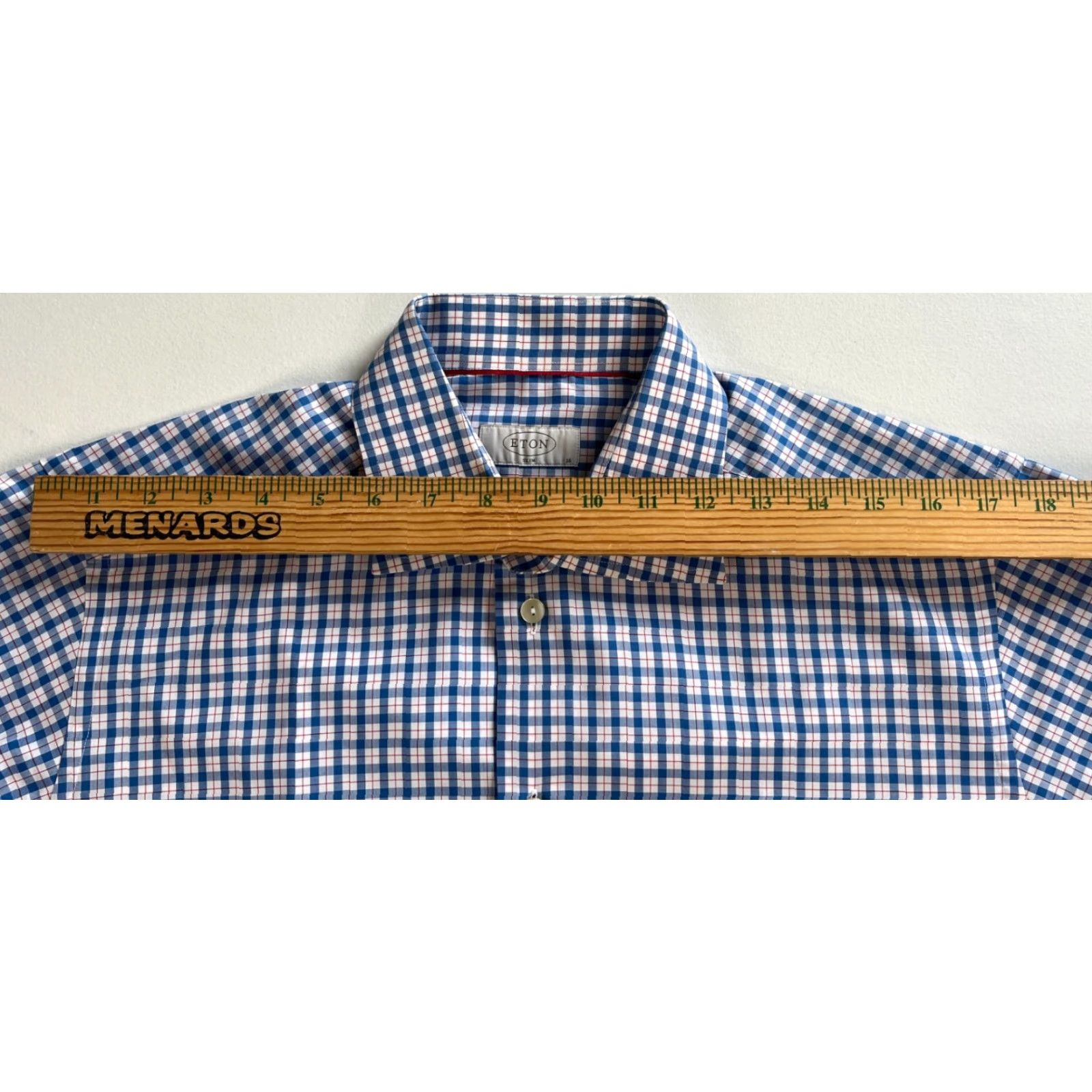 Eton Eton Dress Shirt Slim Check 41/16 Men’s Button-Up Long Sleeve Multicolor, Navy/White, Size 41/16, Regular, Men's Shirt Size 42R - 7 Thumbnail